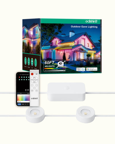 Smart Permanent Outdoor LED String Lights(60 ft up to 200 ft) – RGBW,  App & Voice Control, Waterproof