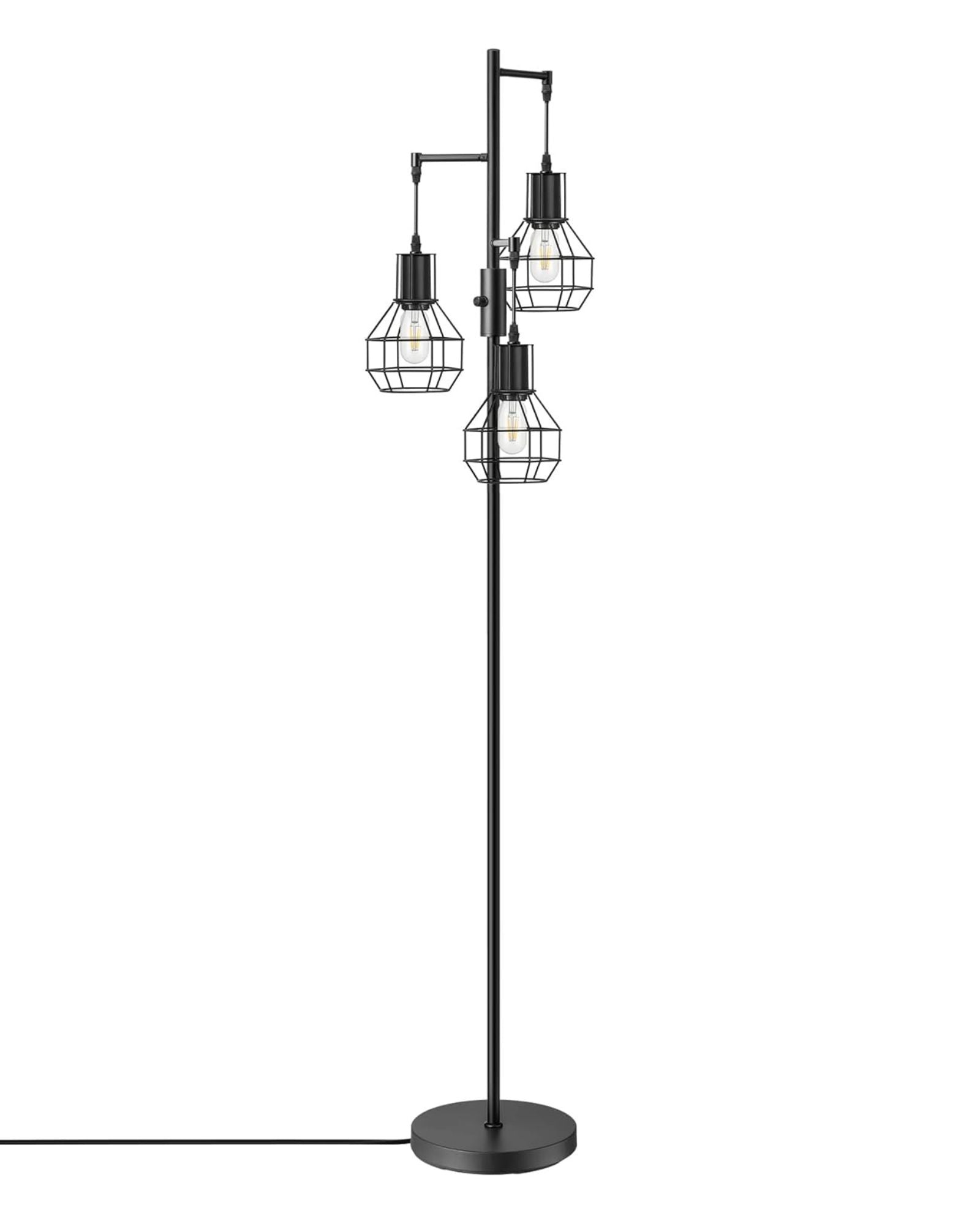 IniSun | Industrial Style Att Black Etal Floor Lap With A Soked Glass Globe Shade | Floor - View #3