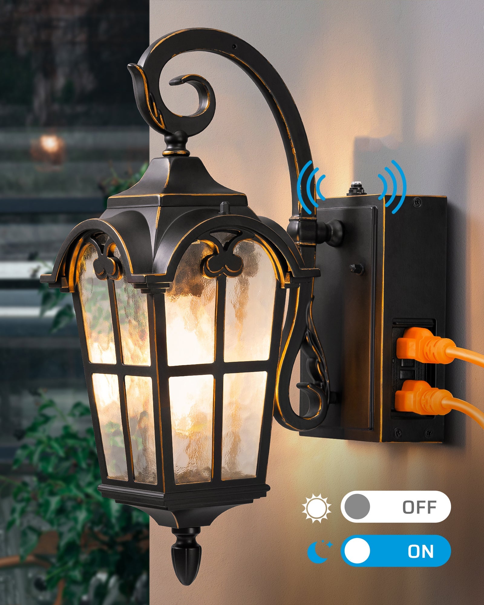 Porch Light with GFCI Outlets Built-in, otion Sensor Dusk to Dawn Porch Light with GFCI Outlets Built-in, otion Sensor Dusk to Dawn