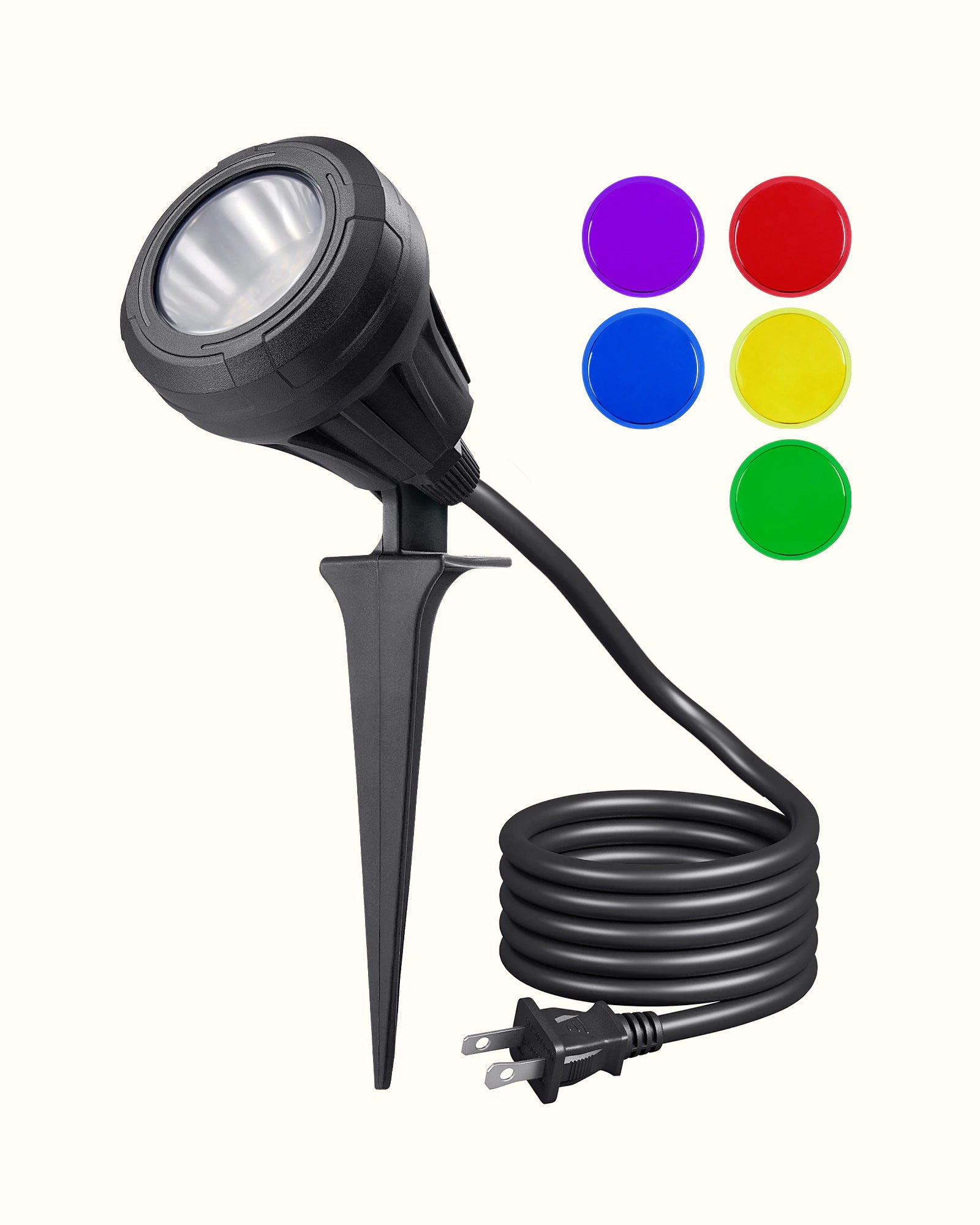 LED Outdoor Spotlight, 4.8W 5000K Waterproof Landscape Light with 180° Adjustable Head, 5 Color Options - HGSL01B1 - HGSL01D1