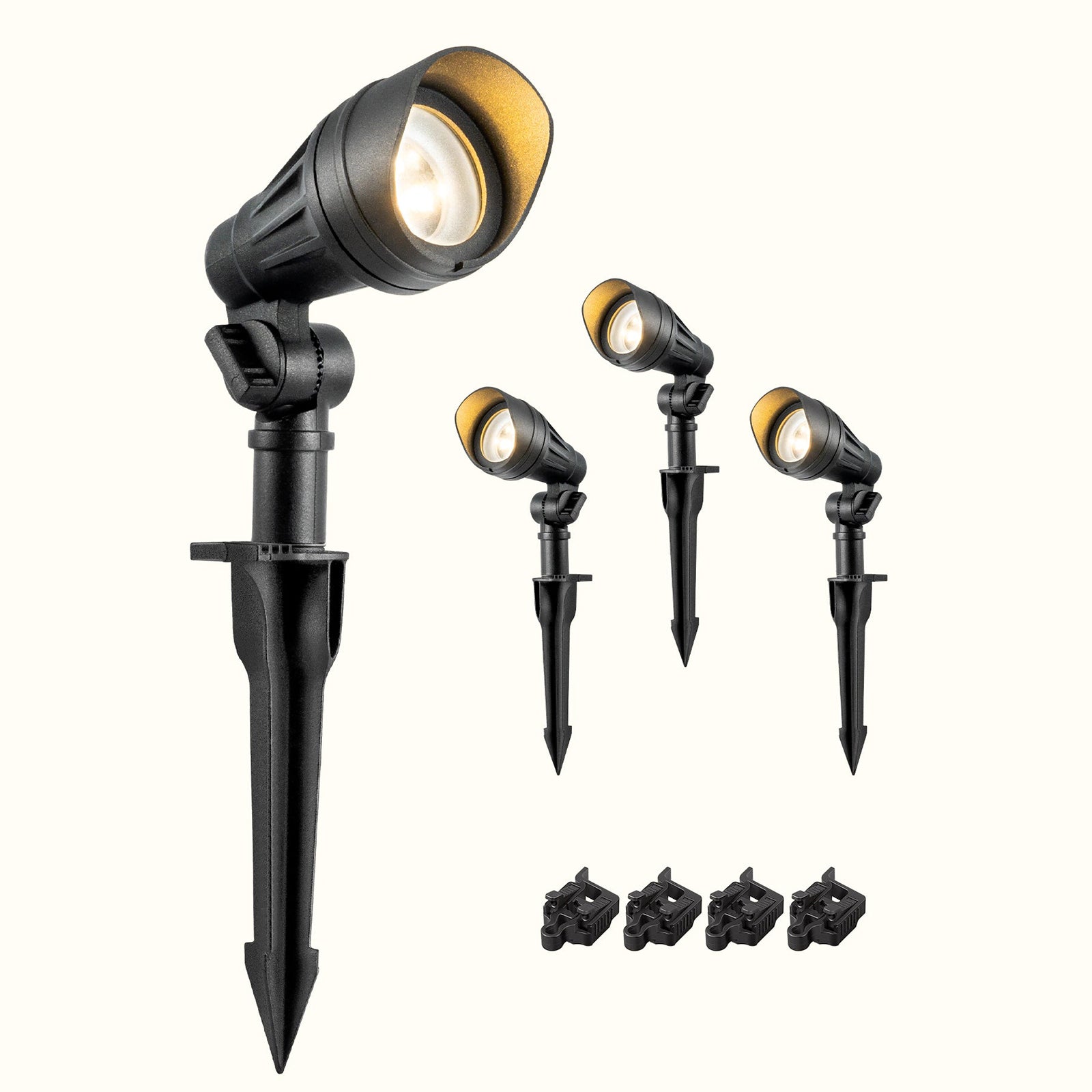 LED Low Voltage Garden Spotlights 4/8 Pack，12V Waterproof Outdoor Landscape Lights, Warm White -HGSL08A - HGSL08B