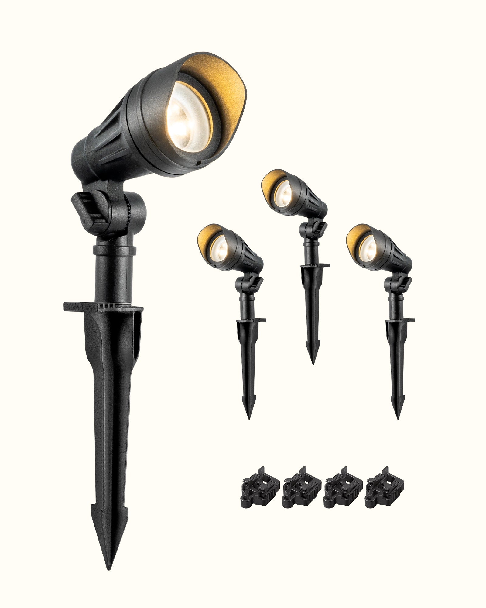 LED Low Voltage Garden Spotlights 4/8 Pack，12V Waterproof Outdoor Landscape Lights, Warm White -HGSL08A-HGSL08B