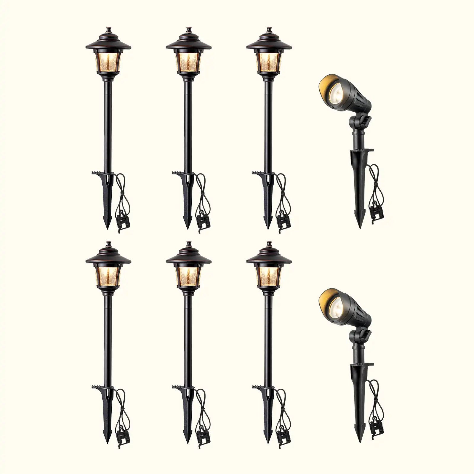 EDISHINE 8 Pack 12V Low Voltage Landscape Lights Kit-HGSL34C