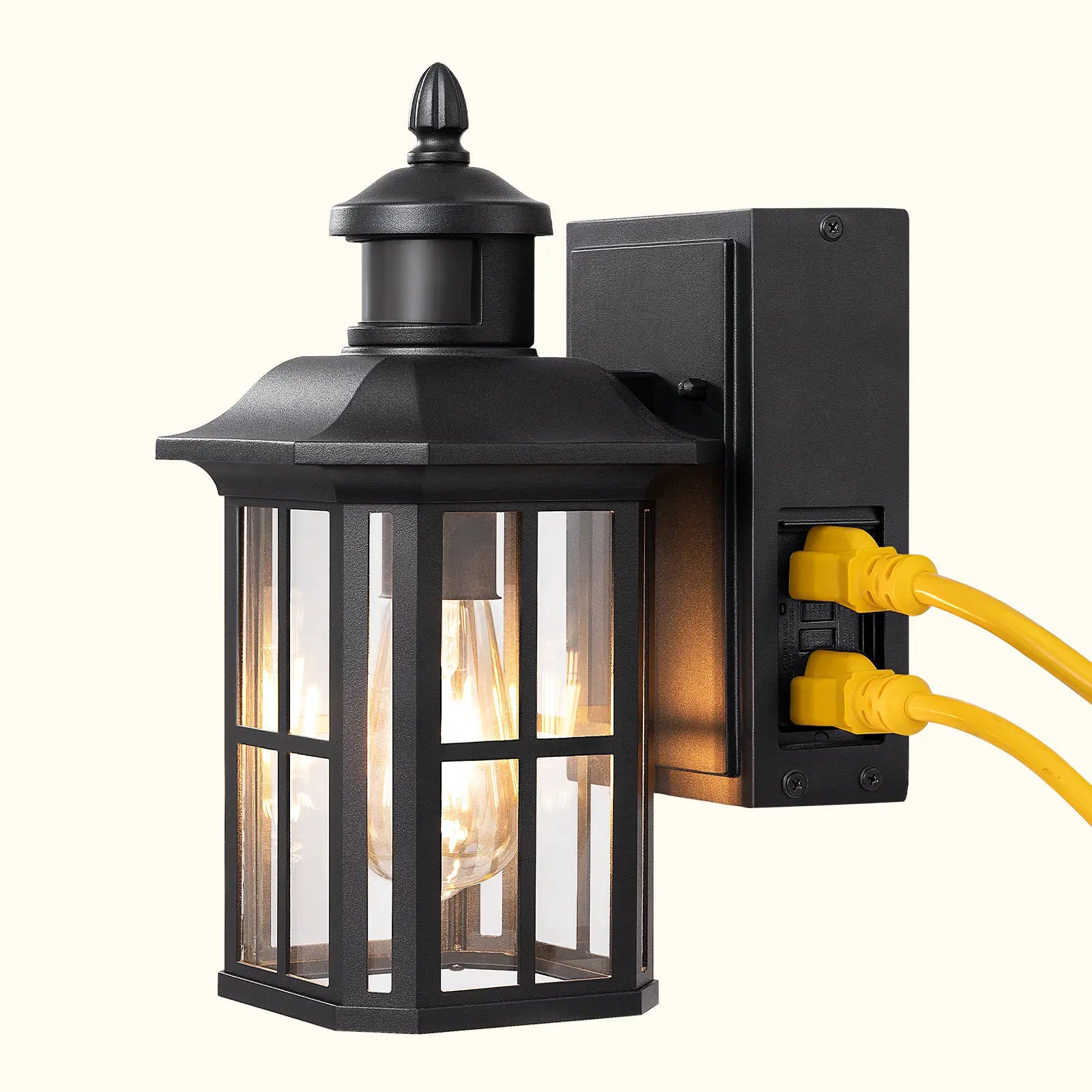 EDISHINE Dusk to Dawn Outdoor Wall Lights with Motion Sensor & GFCI Outlet-HOWL08A