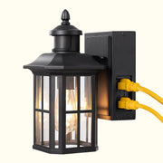 EDISHINE Dusk to Dawn Outdoor Wall Lights with Motion Sensor & GFCI Outlet-HOWL08A
