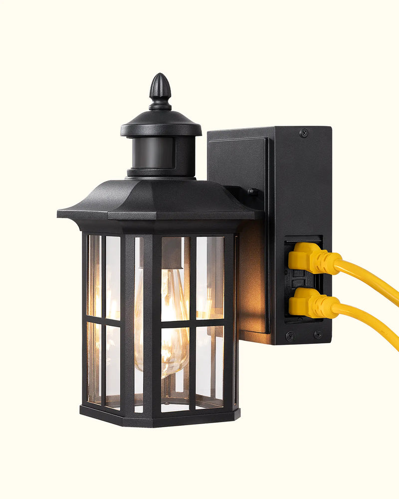EDISHINE Dusk to Dawn Outdoor Wall Lights with Motion Sensor & GFCI Outlet-HOWL08A