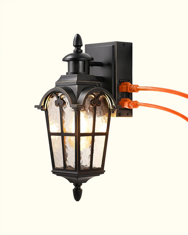 EDISHINE Motion Sensor Dusk to Dawn Outdoor Lights with GFCI Outlet-HOWL08B