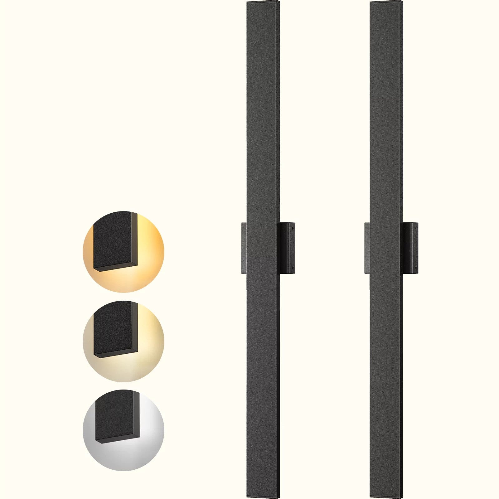 EDISHINE 2 Pack 39.3" Modern Outdoor Wall Lights Dimmable, Black - HOWL22J