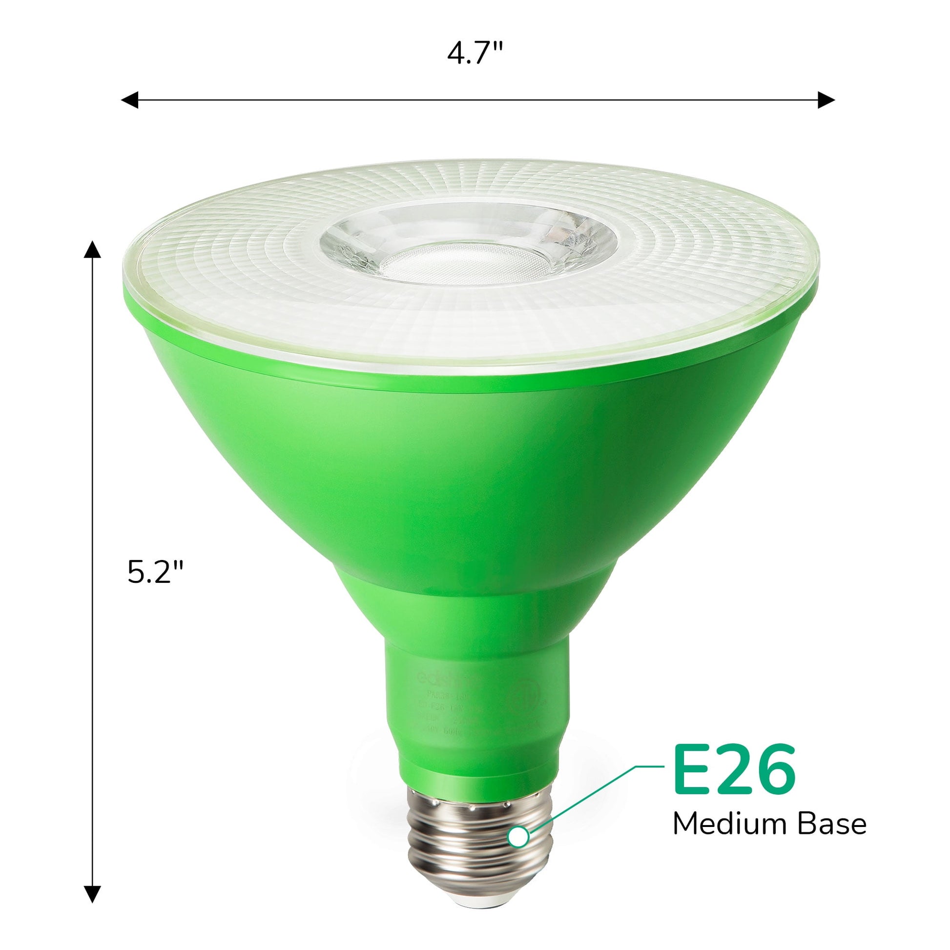 EDISHINE 2 Pack LED Par38 Green Outdoor Flood Christmas Light Bulbs, 18W Equivalent 120W, Dimmable, E26 Base LED Green Light for Decoration,UL Listed
