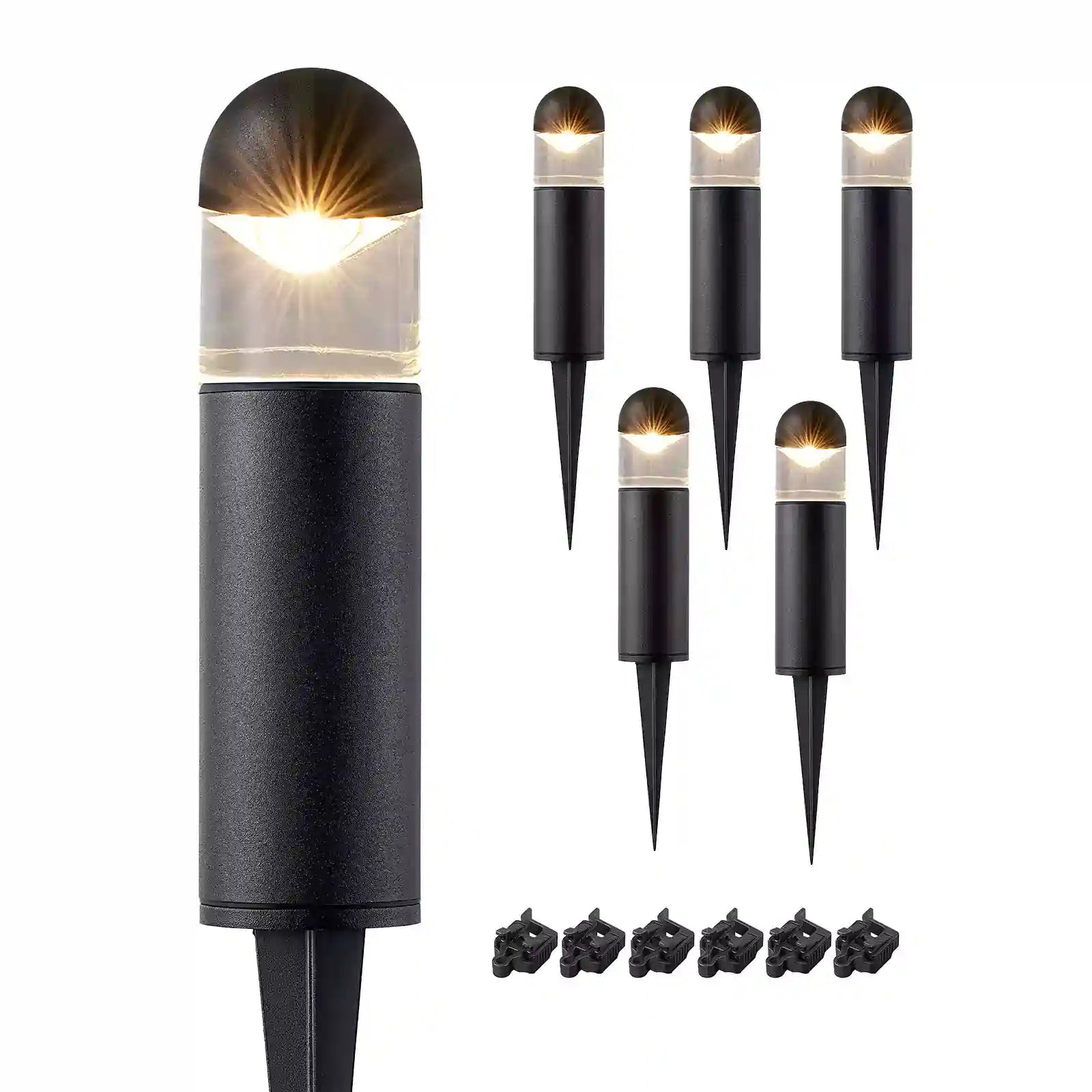 Bollard Path Light（6 Pack）Low Voltage Landscape Lights , 12V 3W 3000K Warm White, Electric Outdoor Bollard Lights with Connectors, Waterproof LED Pathway Driveway Walkway Lights Wired for Yard Garden - HGSL35A