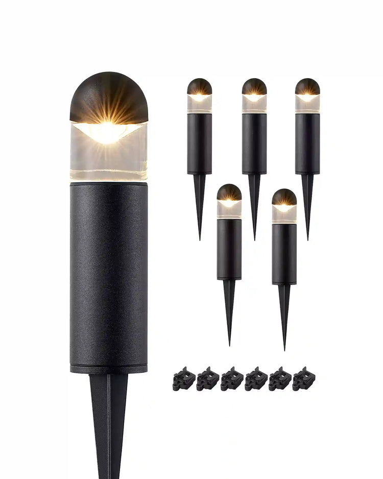 Bollard Path Light（6 Pack）Low Voltage Landscape Lights , 12V 3W 3000K Warm White, Electric Outdoor Bollard Lights with Connectors, Waterproof LED Pathway Driveway Walkway Lights Wired for Yard Garden - HGSL35A