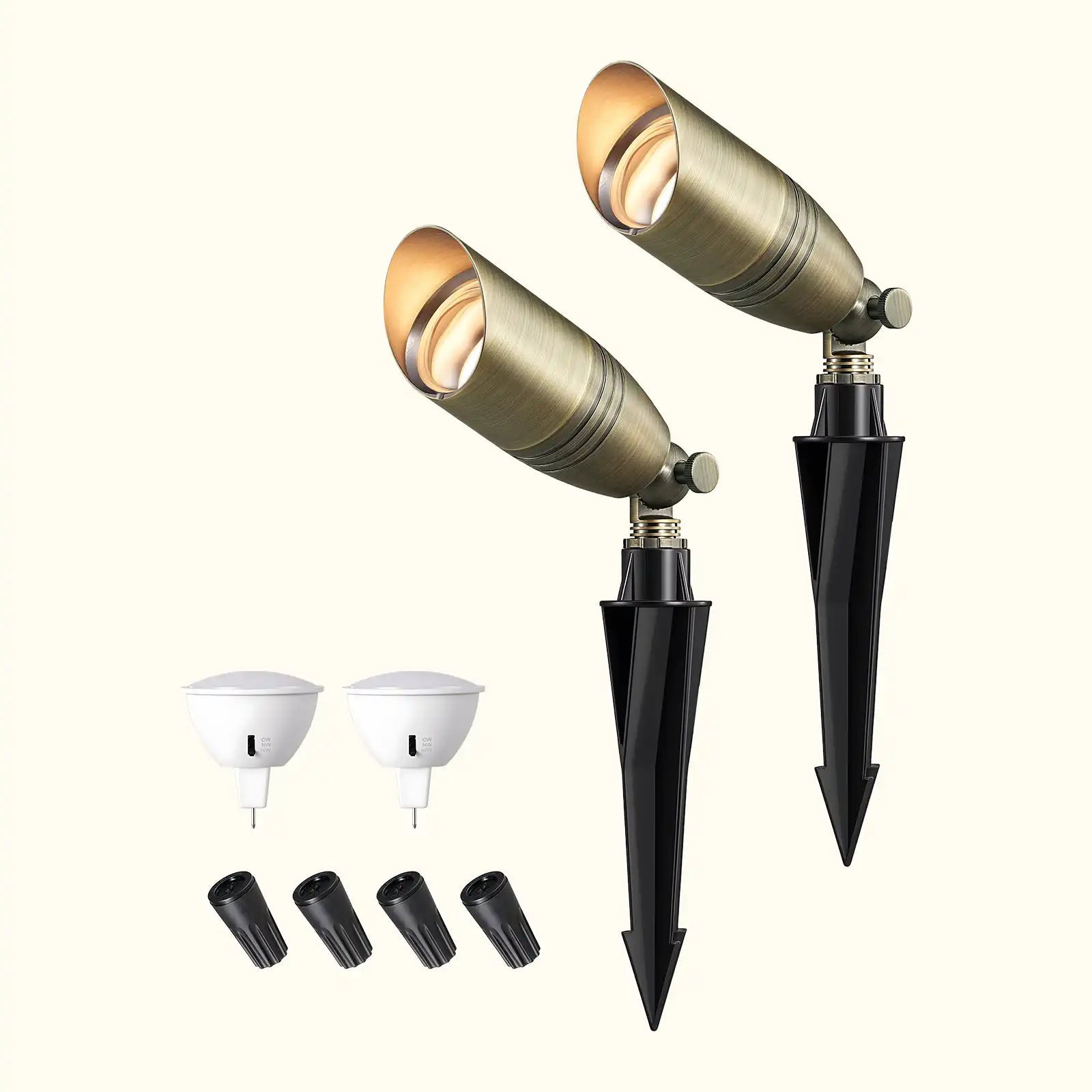 Solid Brass Outdoor Landscape Spotlight, 3CCT MR16 LED Bulb Included, 12V Low Voltage Landscape Lighting, Bronze Heavy Duty Waterproof Spot Light for Yard Garden Lawn Tree – Complete Kit, Ready to Install (HLSL07A-HLSL07B-HLSL07C)