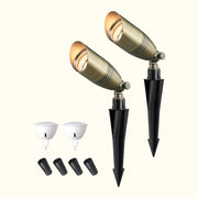 Solid Brass Outdoor Landscape Spotlight, 3CCT MR16 LED Bulb Included, 12V Low Voltage Landscape Lighting, Bronze Heavy Duty Waterproof Spot Light for Yard Garden Lawn Tree – Complete Kit, Ready to Install (HLSL07A-HLSL07B-HLSL07C)