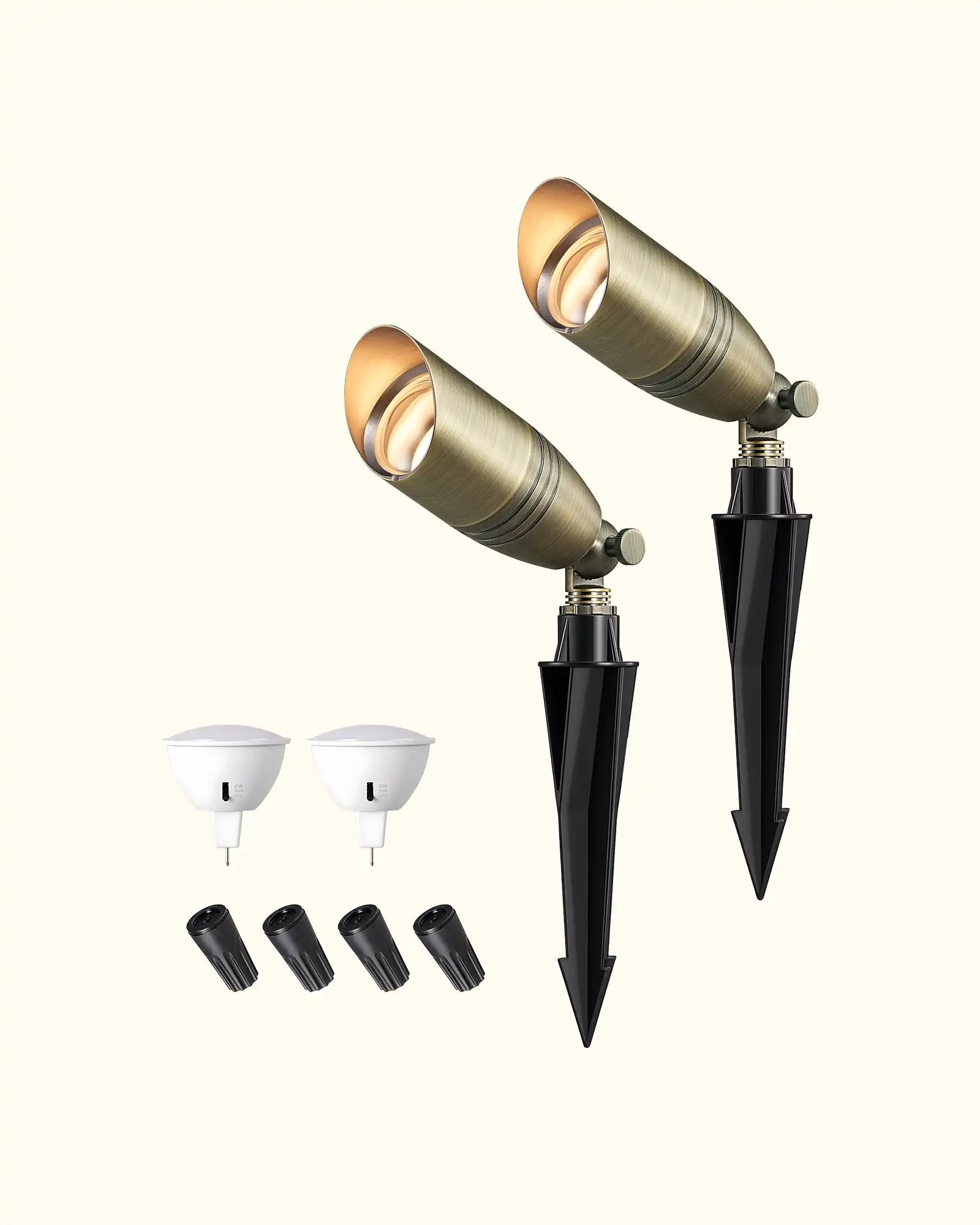 Solid Brass Outdoor Landscape Spotlights, 3CCT MR16 Bulb Included, 12V LED Low Voltage Landscape Lighting, Bronze Heavy Duty Waterproof Spot Lights for Yard Garden Lawn Tree-HLSL07A-HLSL07B-HLSL07C