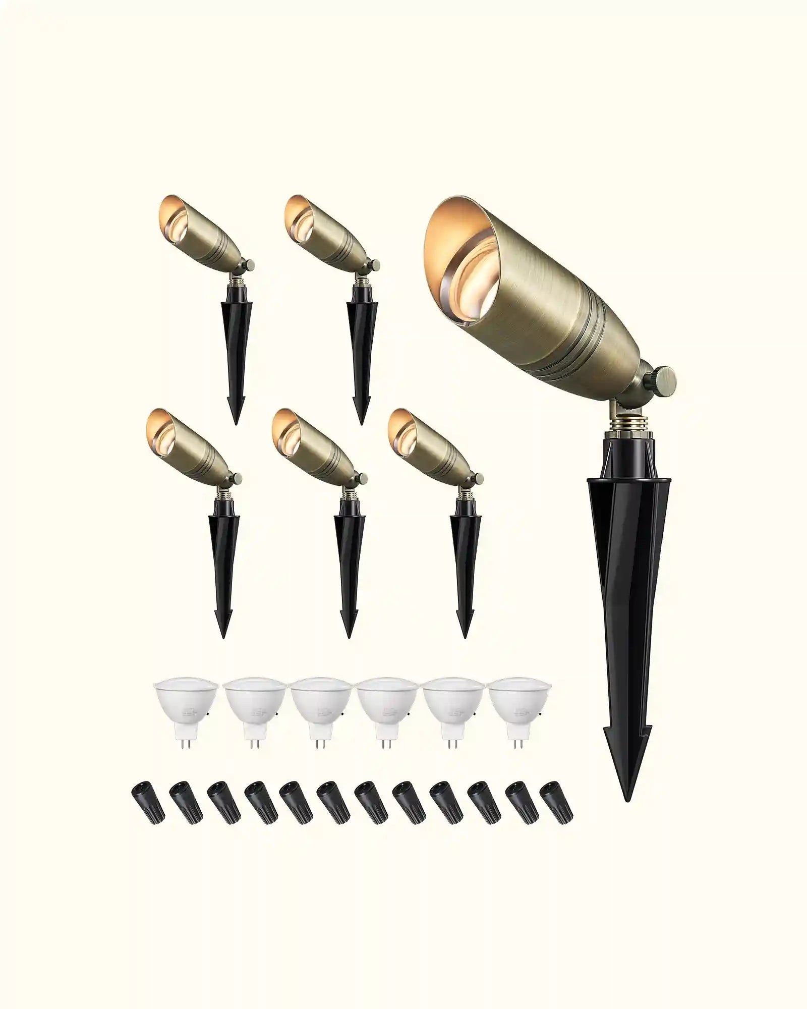 Solid Brass Outdoor Landscape Spotlights, 3CCT MR16 Bulb Included, 12V LED Low Voltage Landscape Lighting, Bronze Heavy Duty Waterproof Spot Lights for Yard Garden Lawn Tree-HLSL07A-HLSL07B-HLSL07C