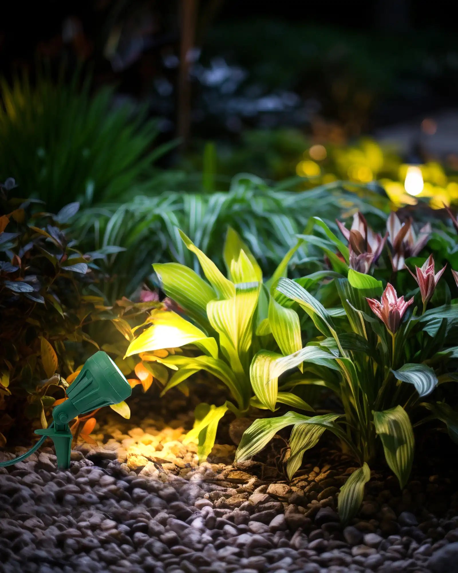 120V Spotlight Outdoor with 5ft Extension Cord, 400 Lumens Waterproof LED Spot Light with 3 Lenses (Red Yellow Green) for Holiday, Trees, Garden Decor-HGSL01A1 -HGSL01E1-HGSL01F1