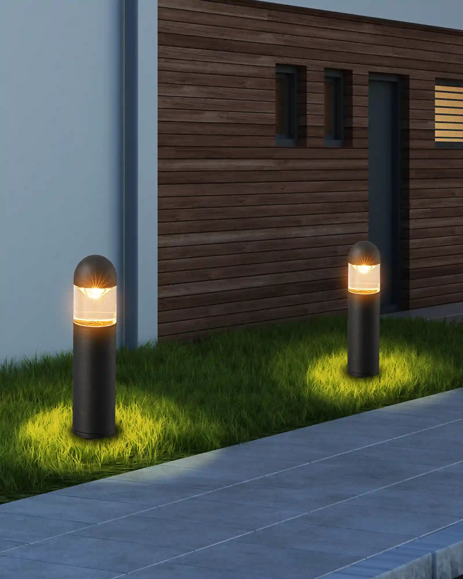Bollard Path Light（6 Pack）Low Voltage Landscape Lights , 12V 3W 3000K Warm White, Electric Outdoor Bollard Lights with Connectors, Waterproof LED Pathway Driveway Walkway Lights Wired for Yard Garden - HGSL35A