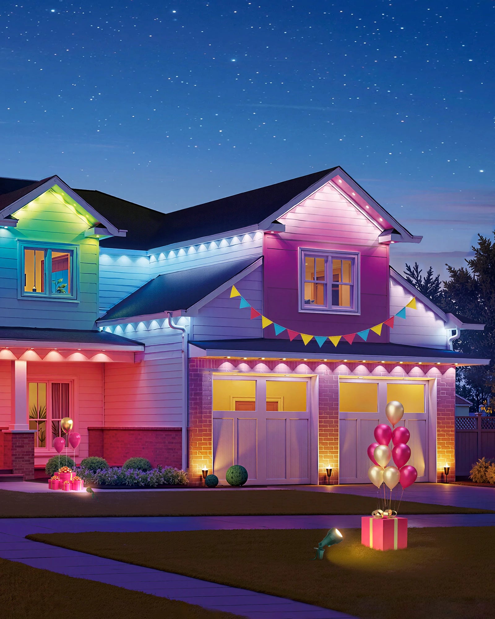 EDISHINE Permanent Outdoor Lights with App/Remote-HOEL01A-HOEL01B-HOEL01C-OEL01D-OEL01E