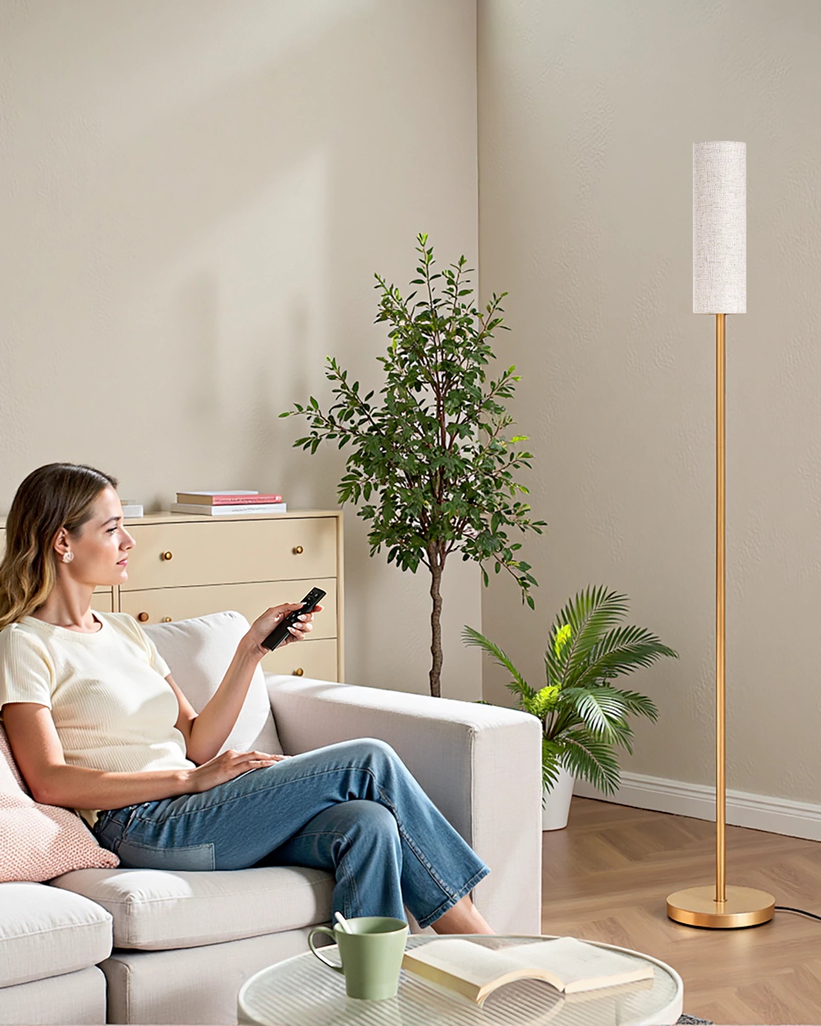 EDISHINE 65" Tall Minimalist Traditional Floor Lamp