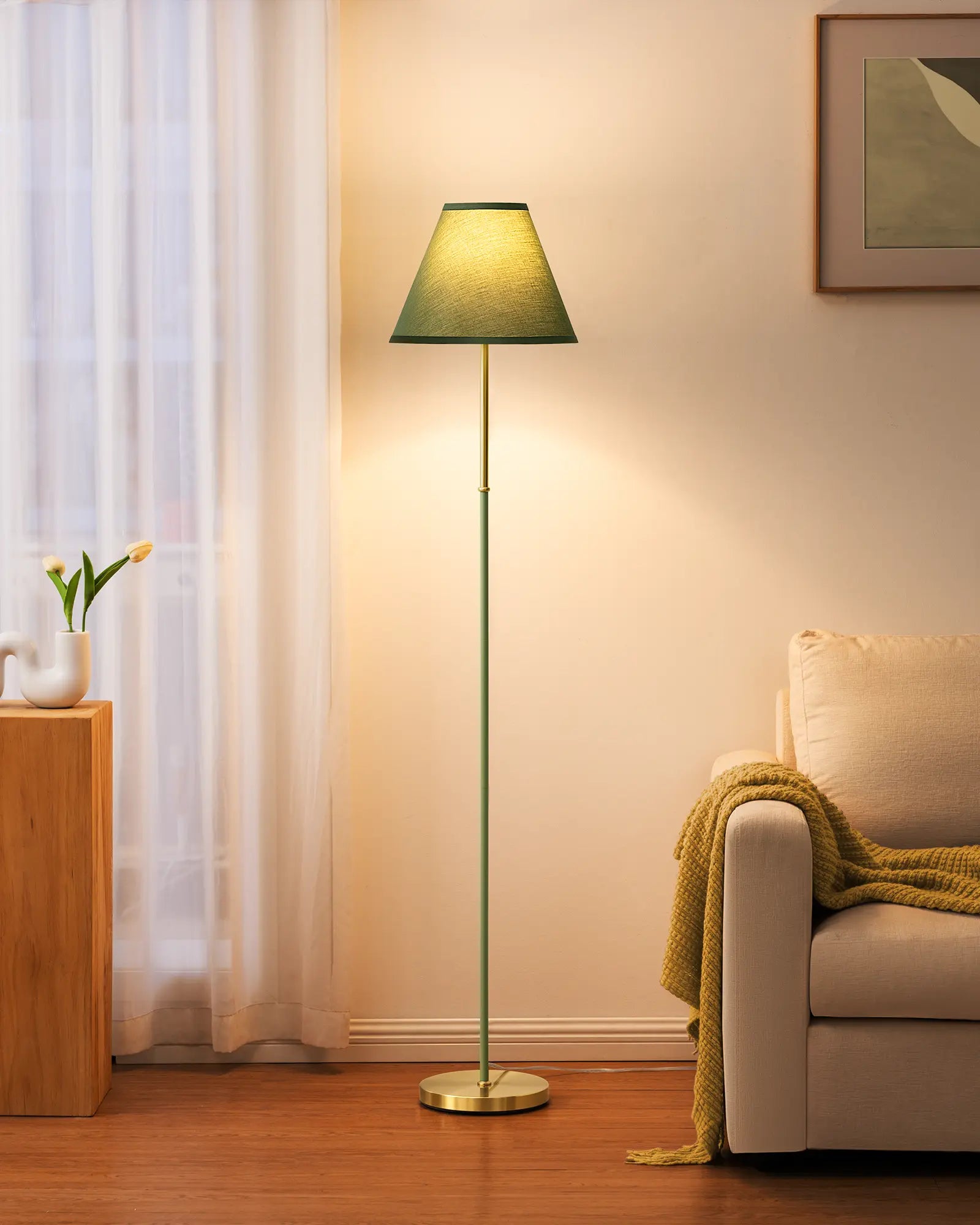 62" Tall Retro Traditional Floor Lamp with Linen Shade