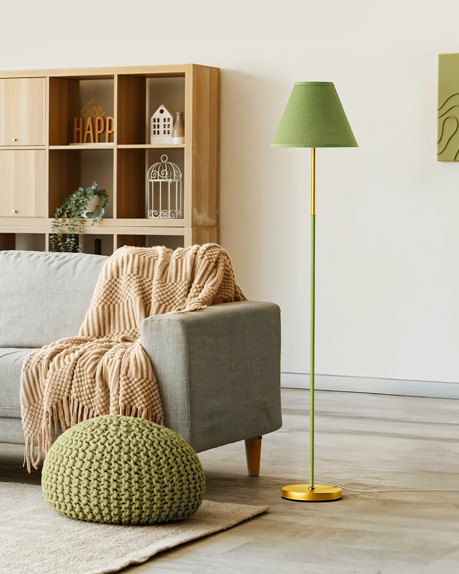 62" Tall Retro Traditional Floor Lamp with Linen Shade