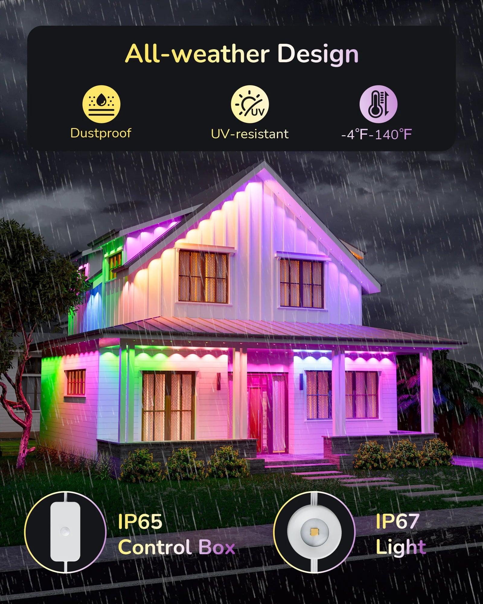 EDISHINE Permanent Outdoor Lights with App/Remote-HOEL01A-HOEL01B-HOEL01C-OEL01D-OEL01E