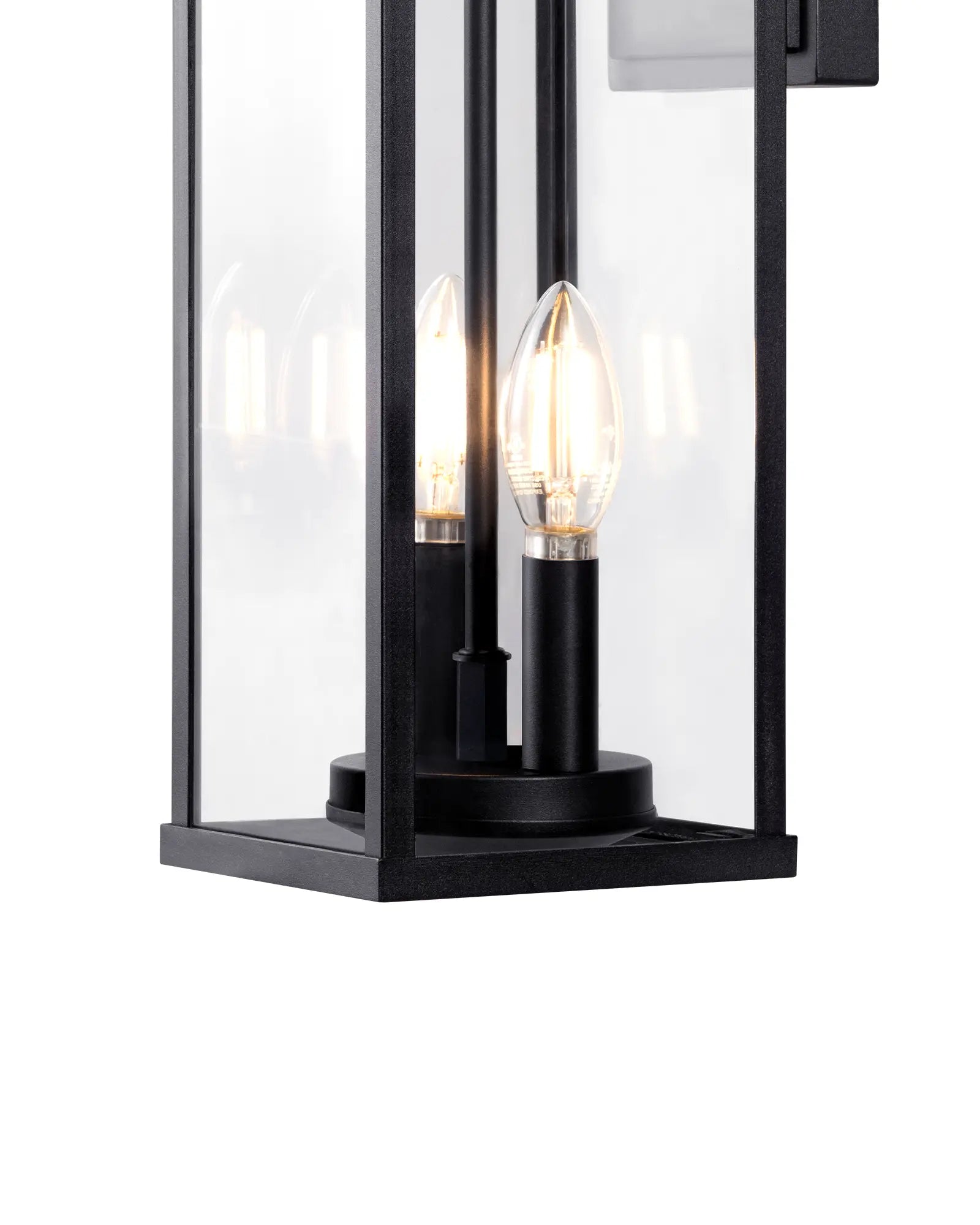 EDISHINE 16'' Dusk To Dawn Outdoor Wall Lantern-HOWL06W with clear glass panels on a white background