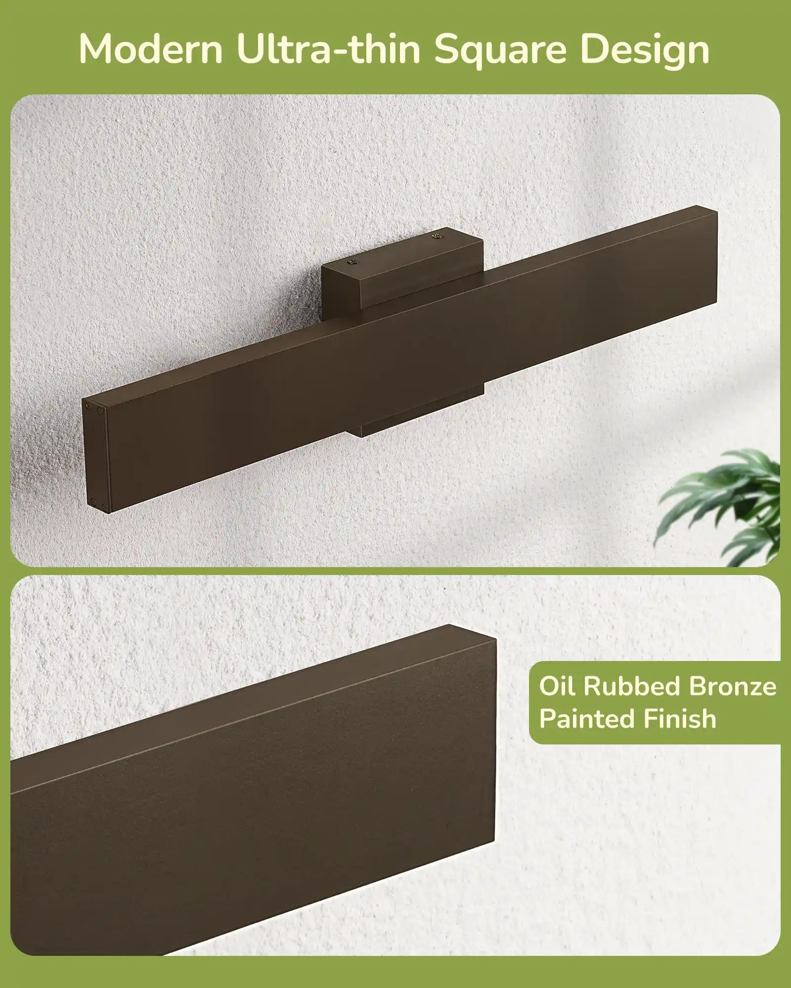 Oil rubbed bronze square design outdoor wall light on a textured white background