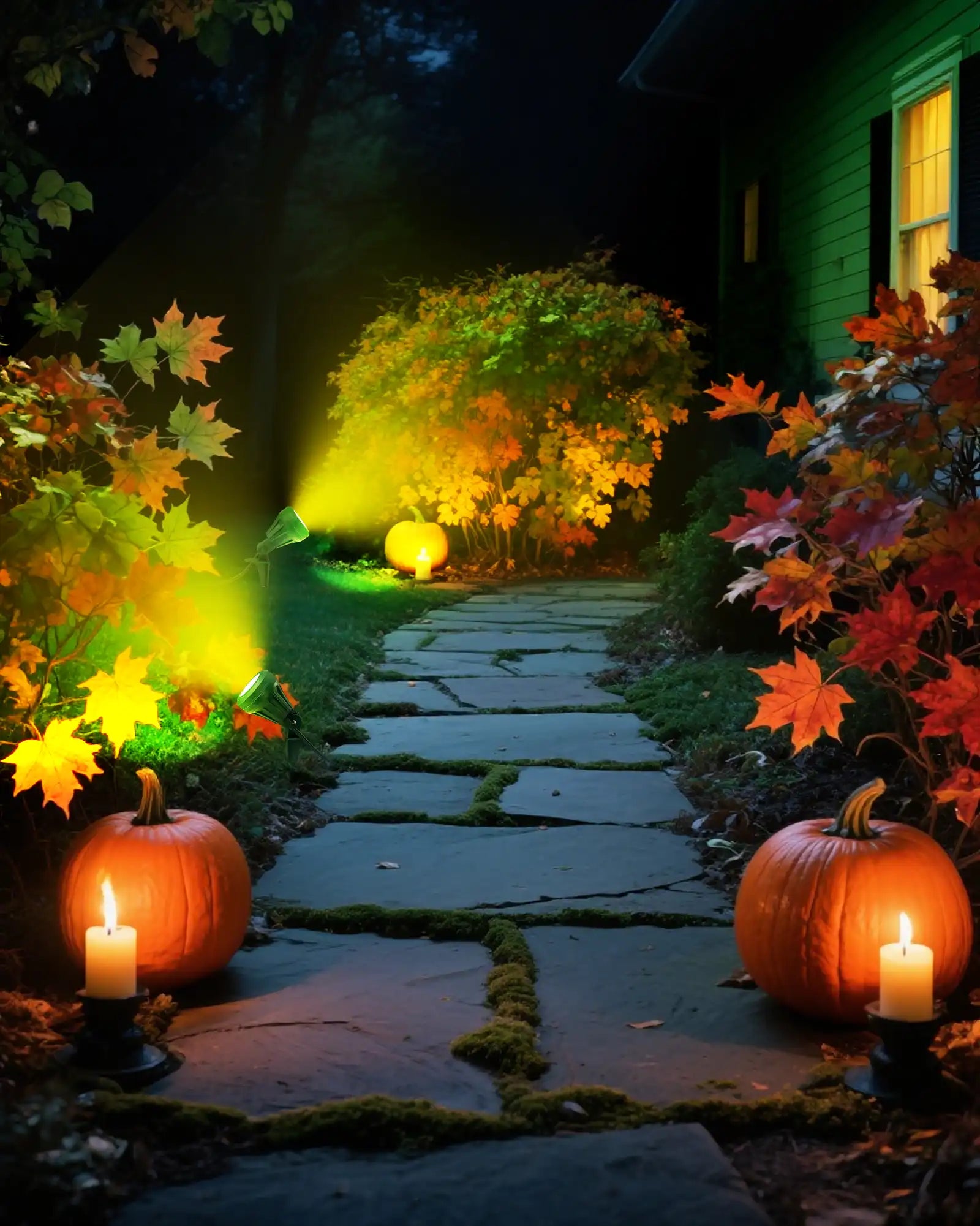 120V Spotlight Outdoor with 5ft Extension Cord, 400 Lumens Waterproof LED Spot Light with 3 Lenses (Red Yellow Green) for Holiday, Trees, Garden Decor-HGSL01A1 -HGSL01E1-HGSL01F1