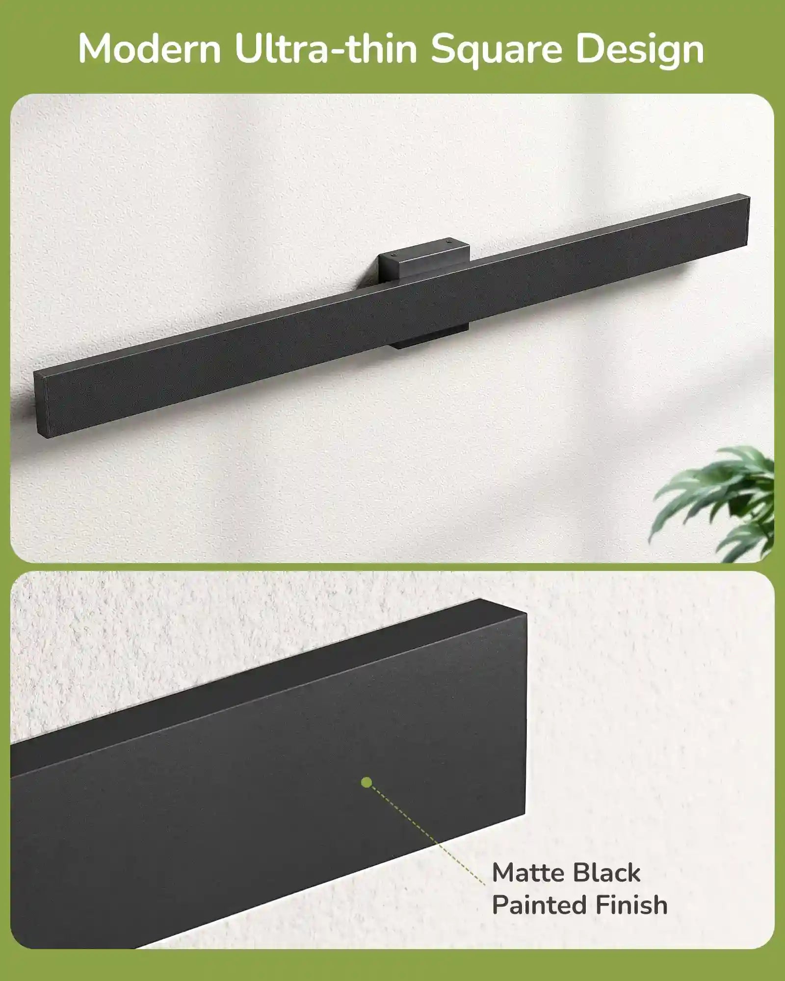 Modern ultra-thin square design EDISHINE 2 Pack 39.3" Modern Outdoor Wall Lights Dimmable with matte black painted finish on a white background.