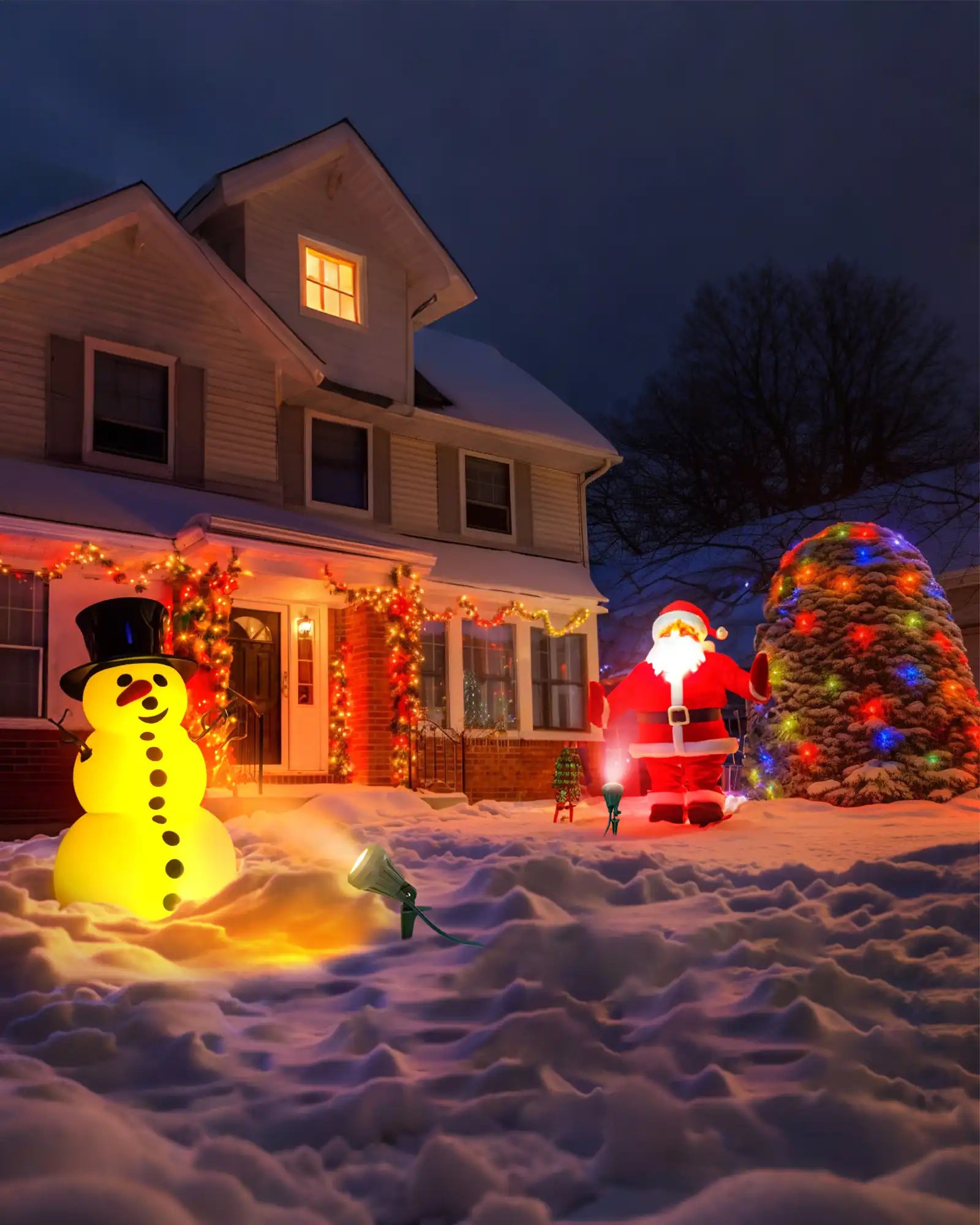 120V Spotlight Outdoor with 5ft Extension Cord, 400 Lumens Waterproof LED Spot Light with 3 Lenses (Red Yellow Green) for Holiday, Trees, Garden Decor-HGSL01A1 -HGSL01E1-HGSL01F1