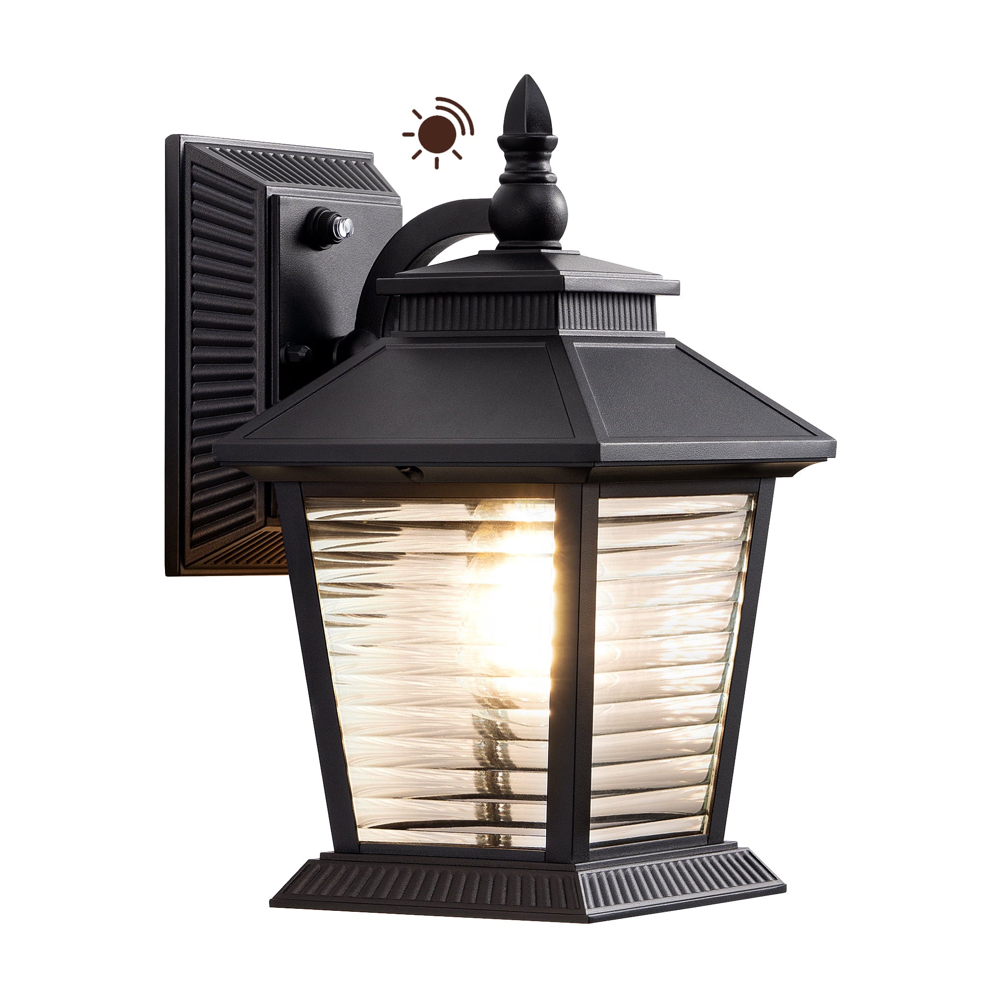 DEWENWILS Dusk to Dawn Outdoor Wall Light Lantern Sconce 12.4 in. Black