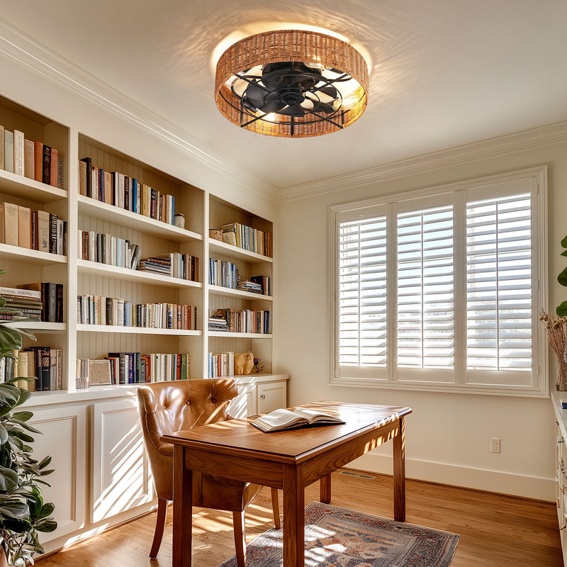 Bay Isle Home™ 19.7'' Rattan Ceiling Fan With Light And Remote Control Included