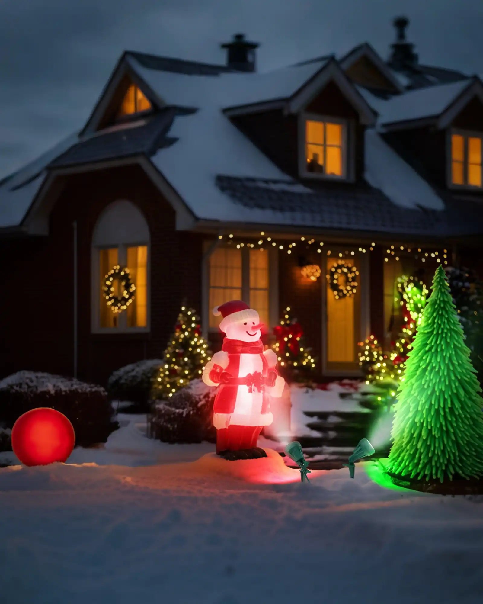 120V Spotlight Outdoor with 5ft Extension Cord, 400 Lumens Waterproof LED Spot Light with 3 Lenses (Red Yellow Green) for Holiday, Trees, Garden Decor-HGSL01A1 -HGSL01E1-HGSL01F1