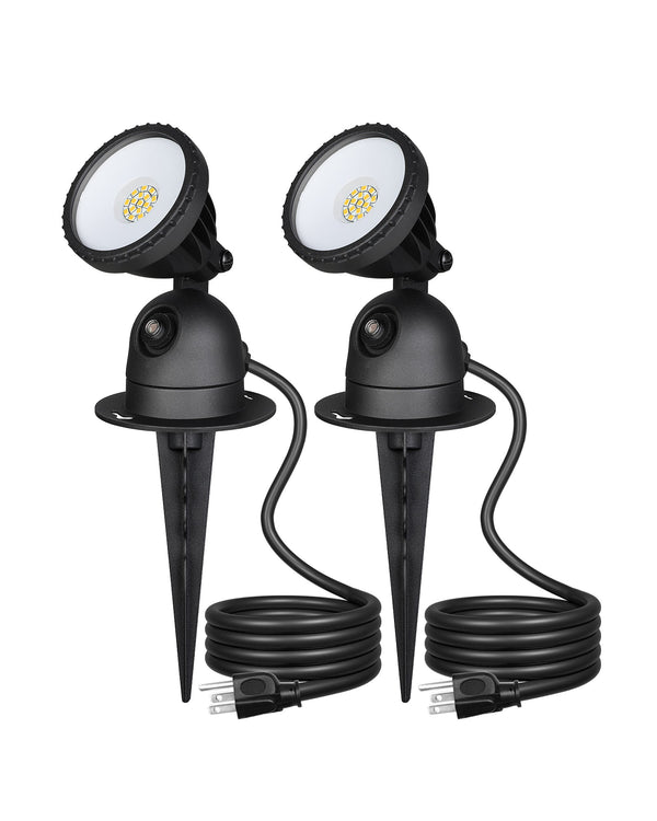 EDISHINE 120V Warm White LED Spotlight with Dusk to Dawn Light Sensor & 3ft Extension Cord (2 Pack)-HGSL04B