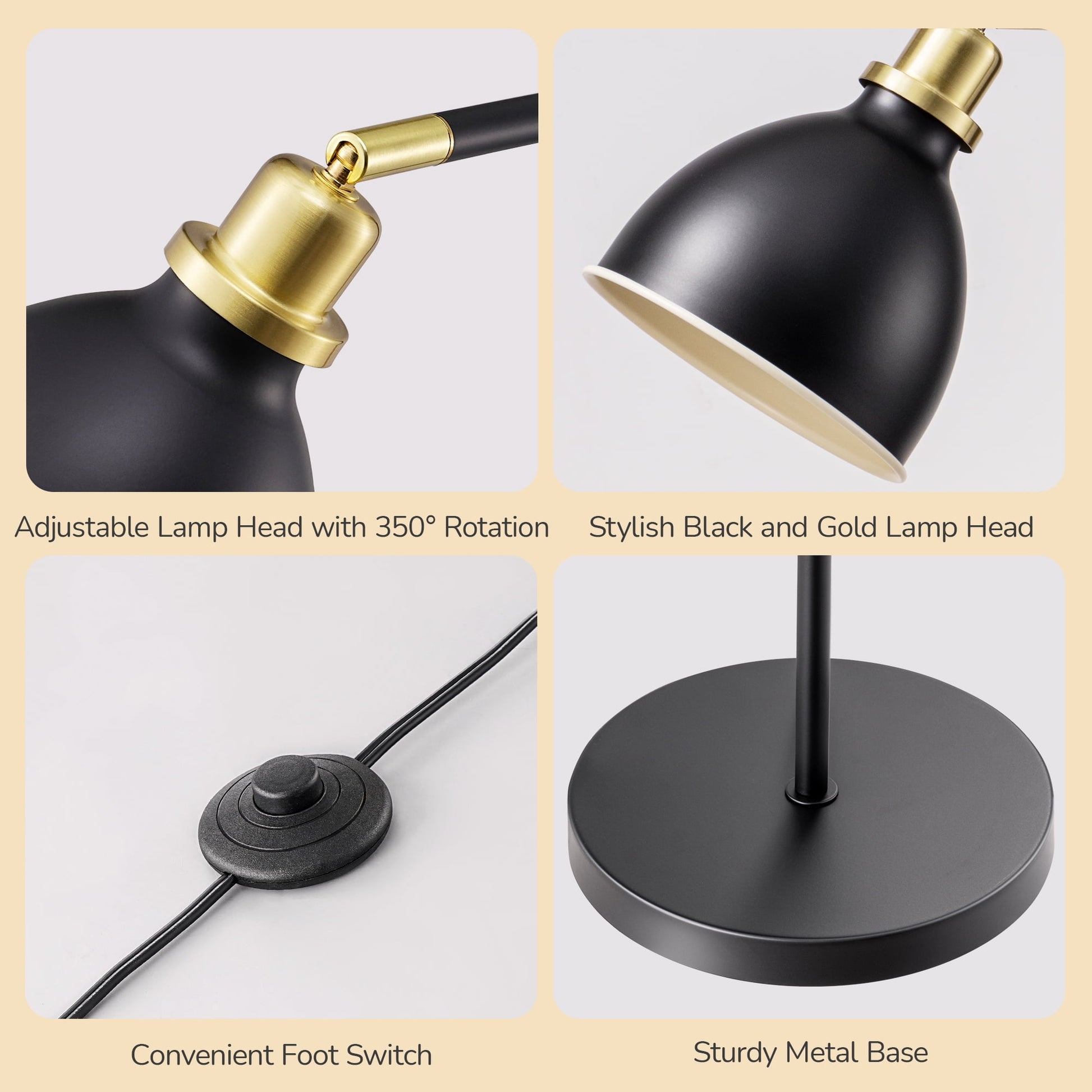 EDISHINE 61in Black Modern Floor Lamps for Living Room, Adjustable Lampshade, Metal Standing Lamp for Bedroom, Office, Corner, Space Saving
