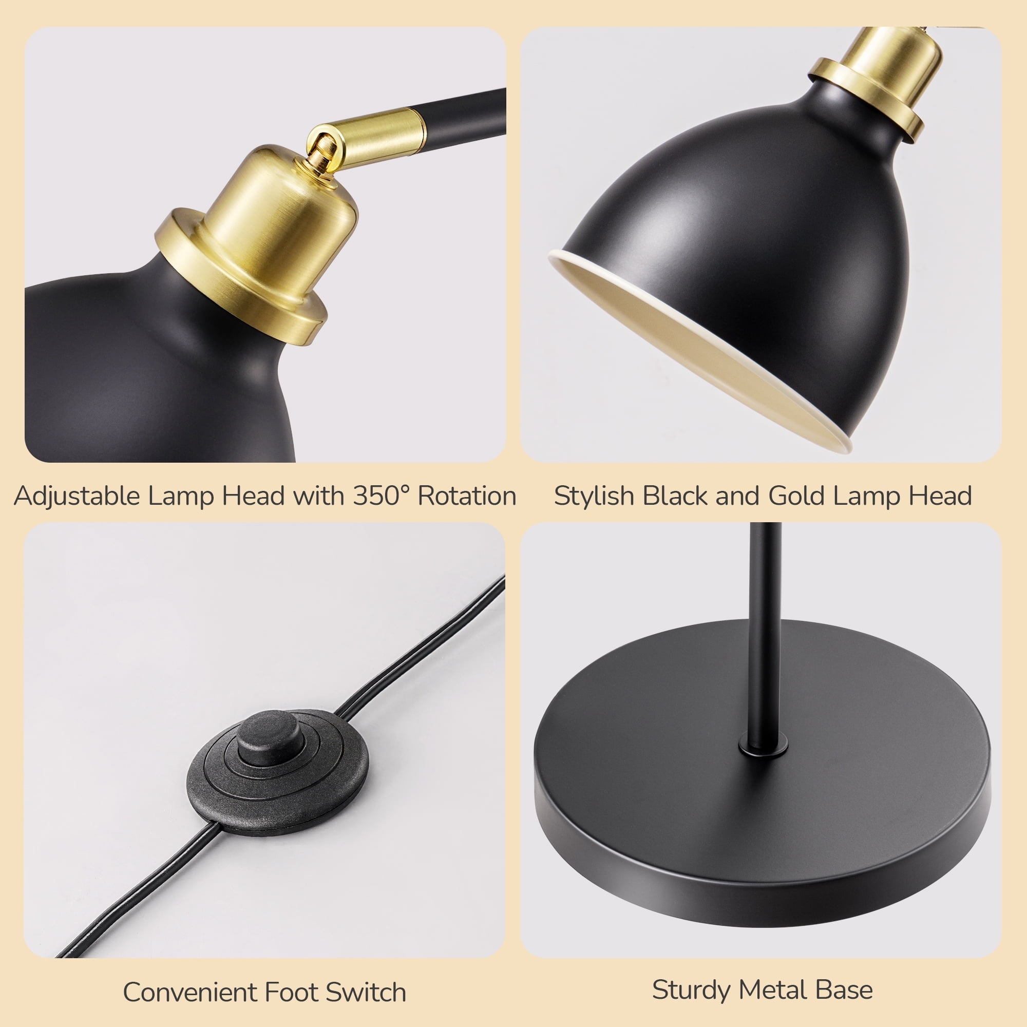 EDISHINE 61in Black Modern Floor Lamps for Living Room, Adjustable Lampshade, Metal Standing Lamp for Bedroom, Office, Corner, Space Saving