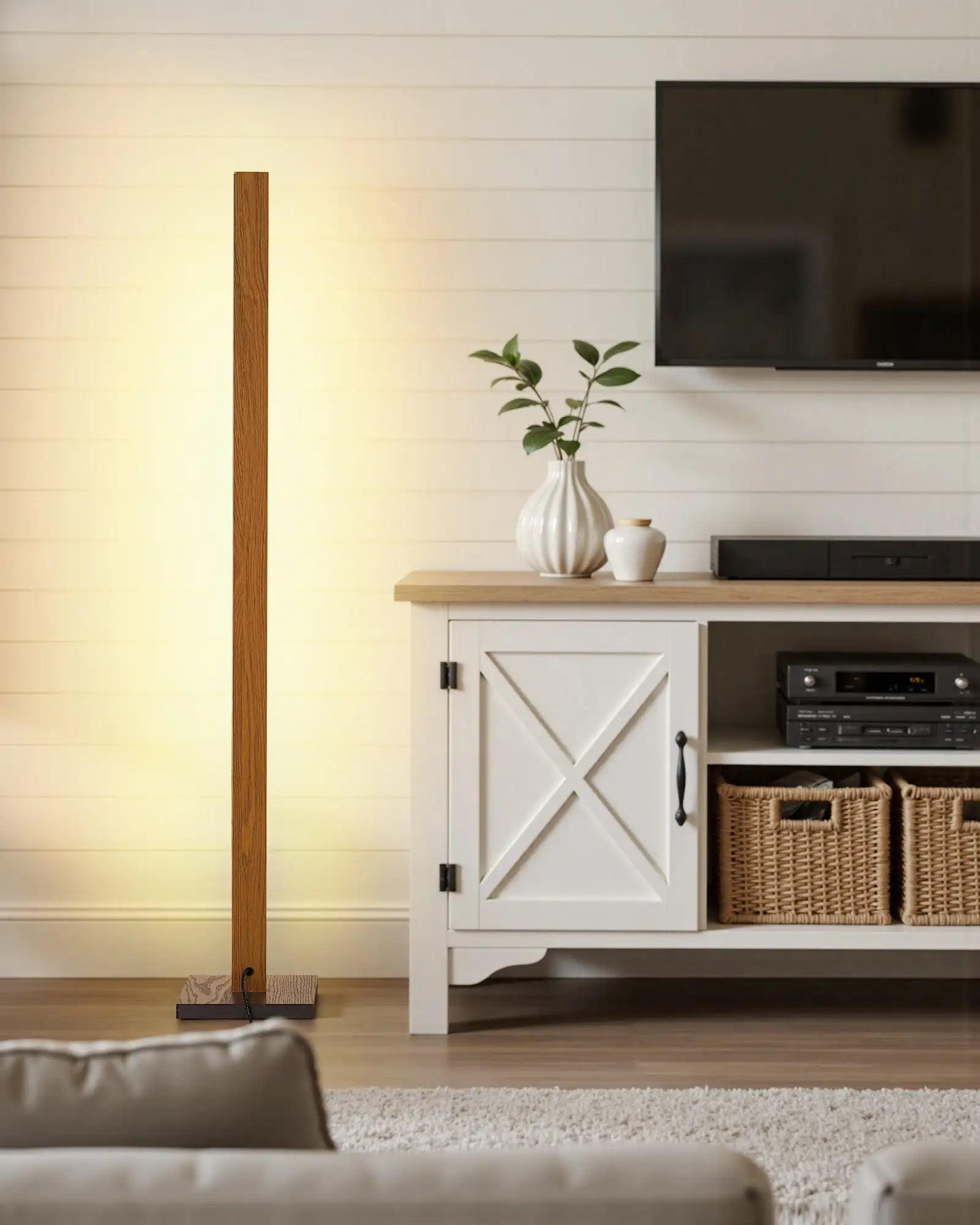 Minimalist Wood Corner Floor Lamp-HBFL02V