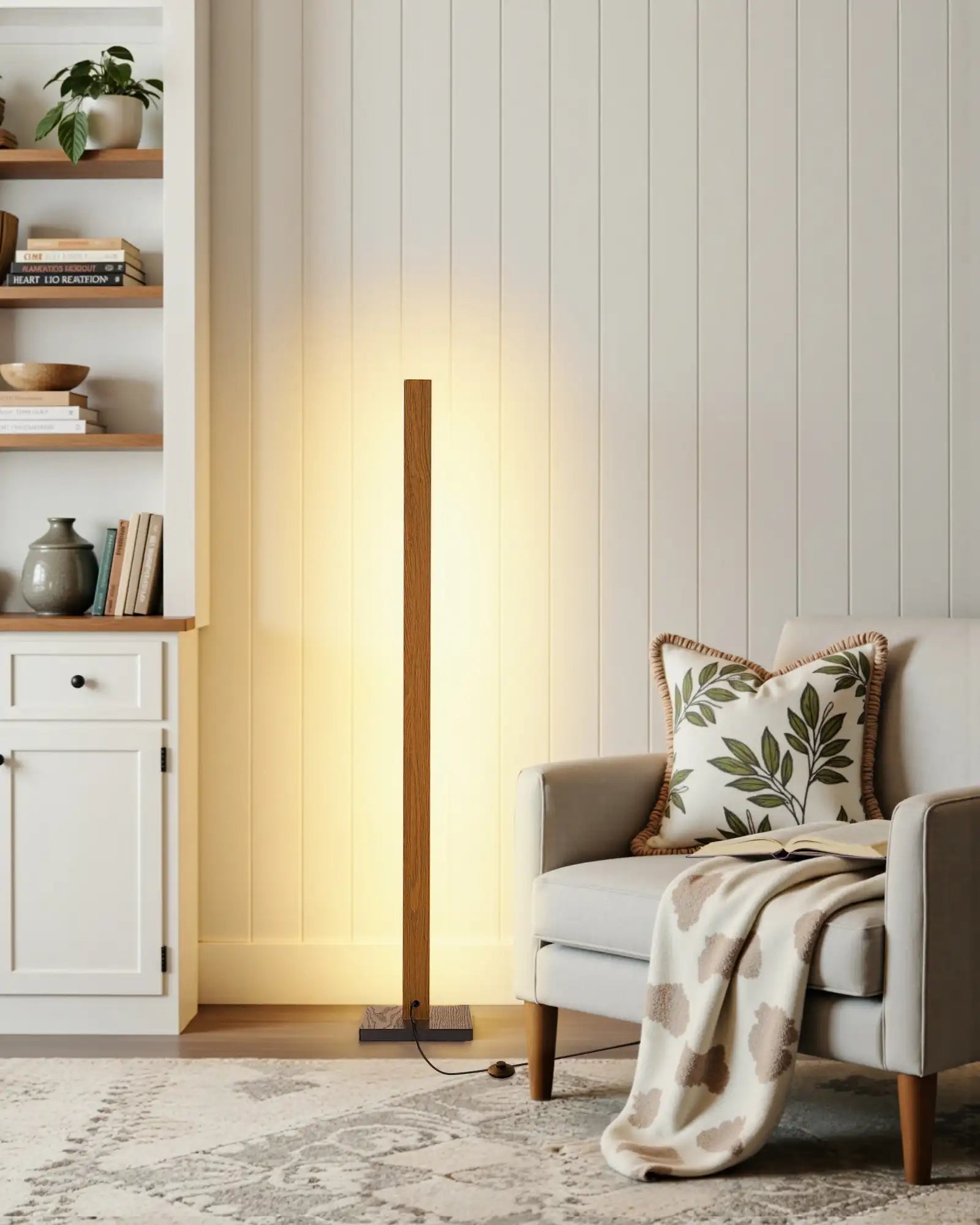 Minimalist Wood Corner Floor Lamp-HBFL02V