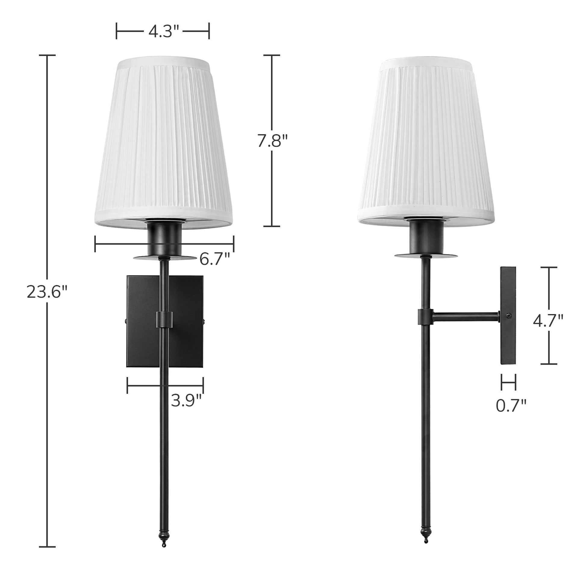 EDISHINE Set of 2 Dimmable Indoor Wall Sconces With Remote Control, Modern Wall Lights for Bedroom Living Room, Bulbs Included