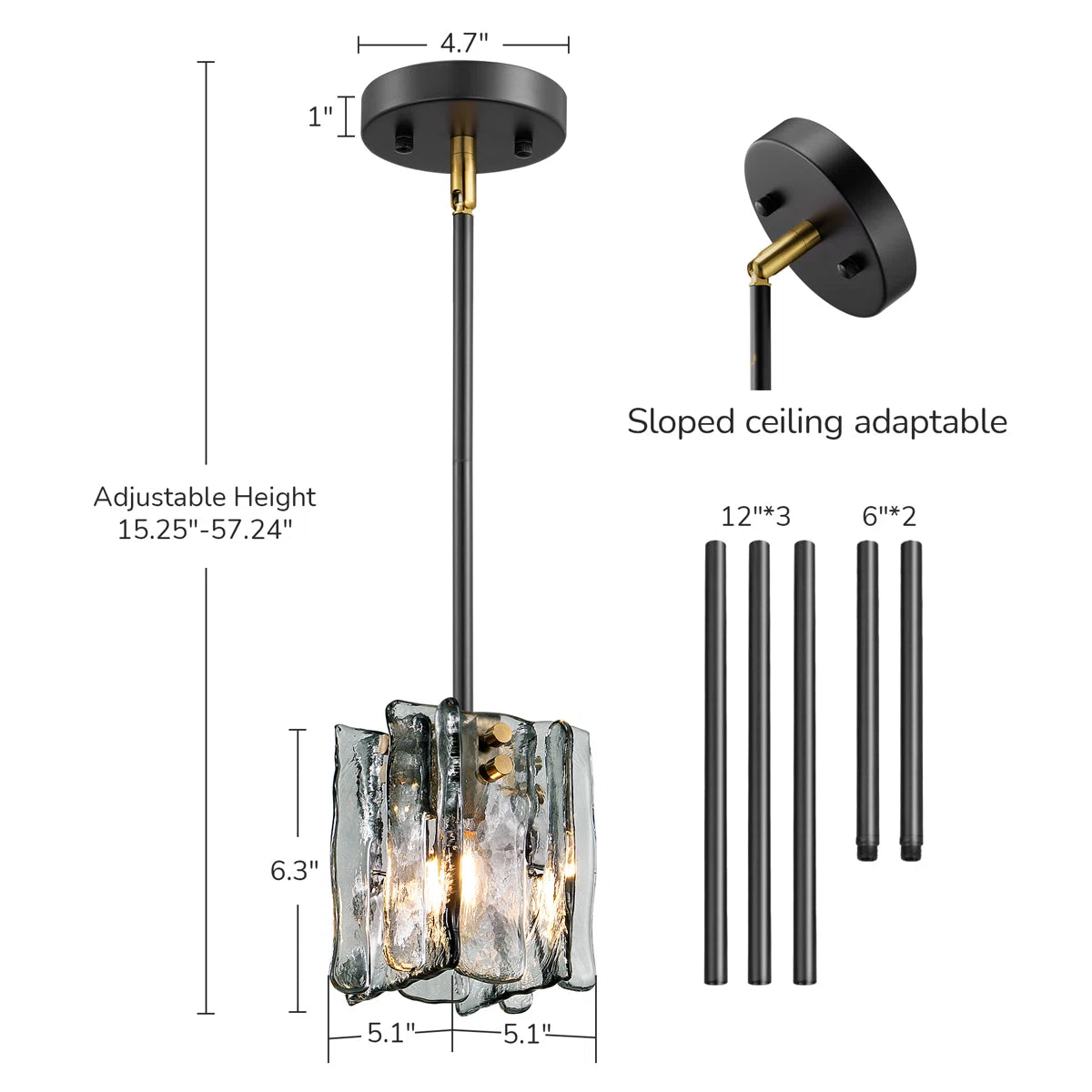 Grey Ripple Base Grey Glass Ripple Pendant Light – EDISHINE