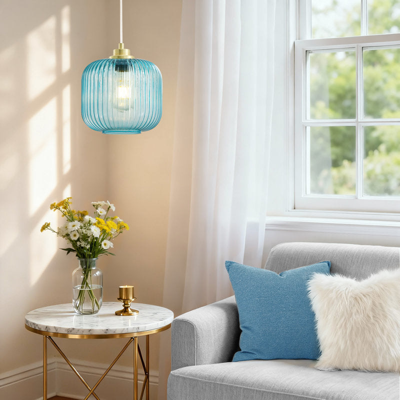 Ebern Designs 1 - Single Pendant Light With Stained Glass Shade