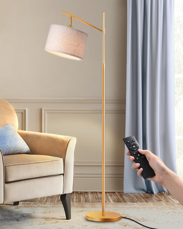 EDISHINE  63.8" Dimmable Gold Floor Lamp with Remote Control, 1 Pack-HFLG54B