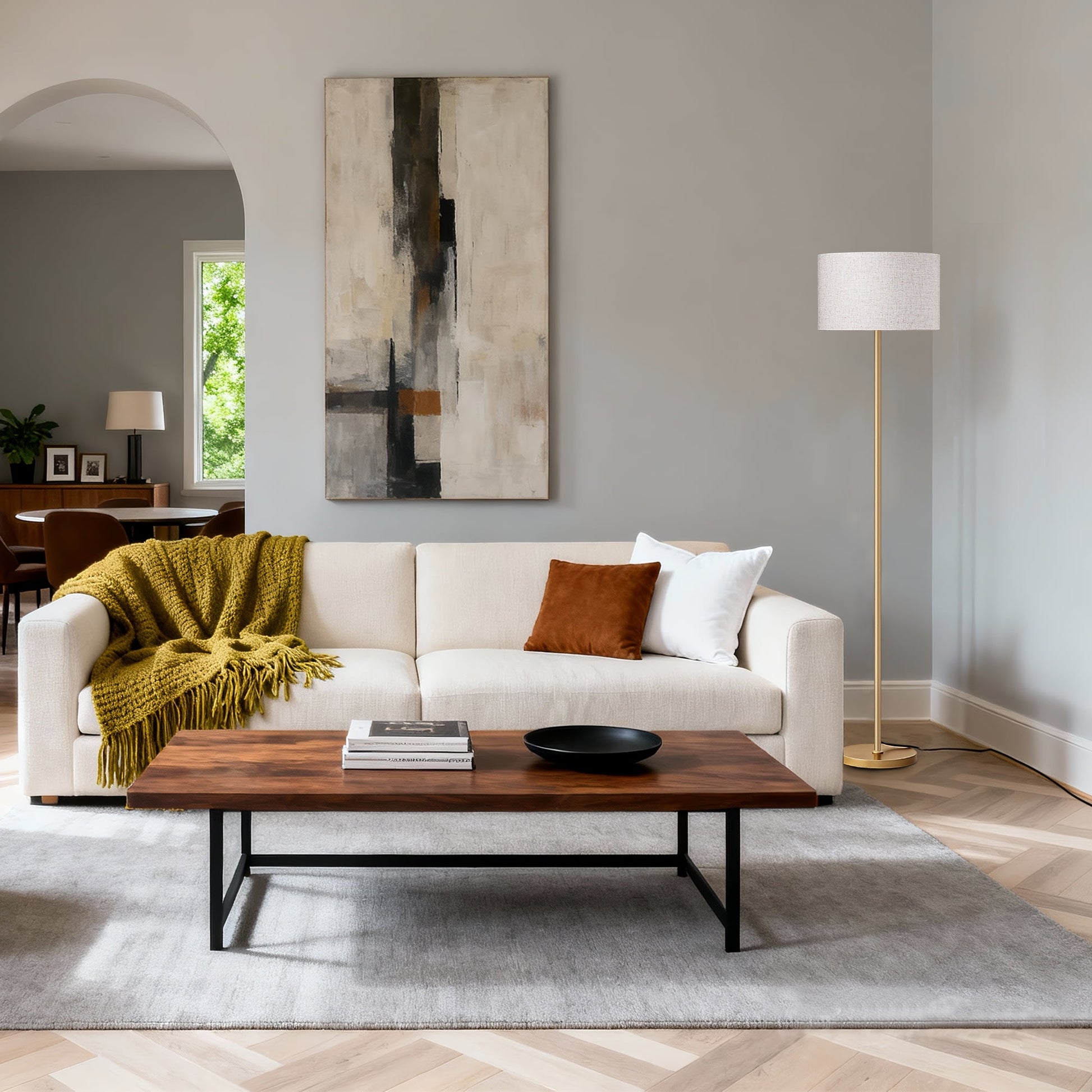 EDISHINE 63.6'' Gold Floor Lamps for Living Room, With Remote Control And LED Bulb Included