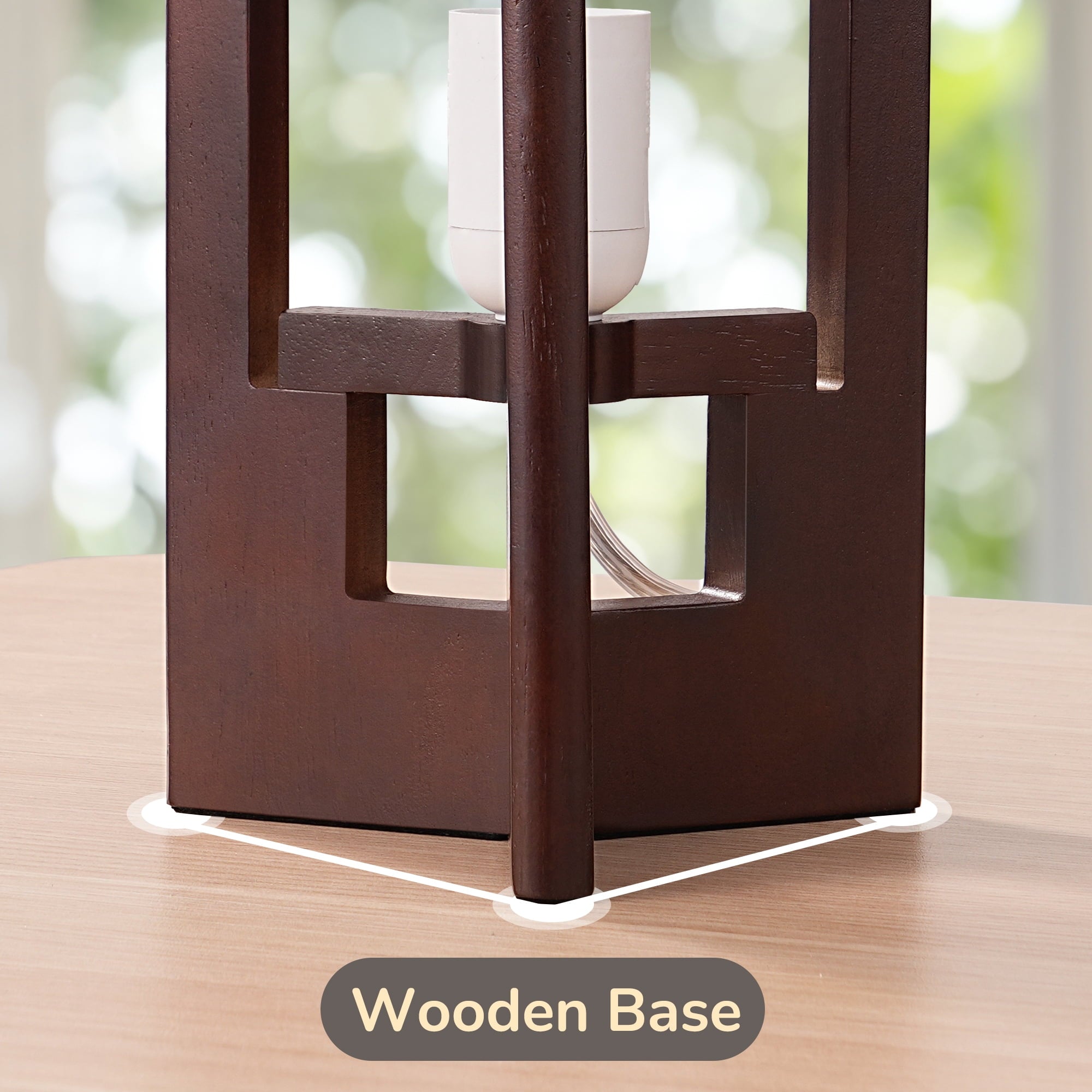 EDISHINE Table Lamp, Modern Bedside Lamp for Livng Room, Wooden Nightstand Lamp, E26 Base (Bulbs Not Included), Walnut, 2 Pack