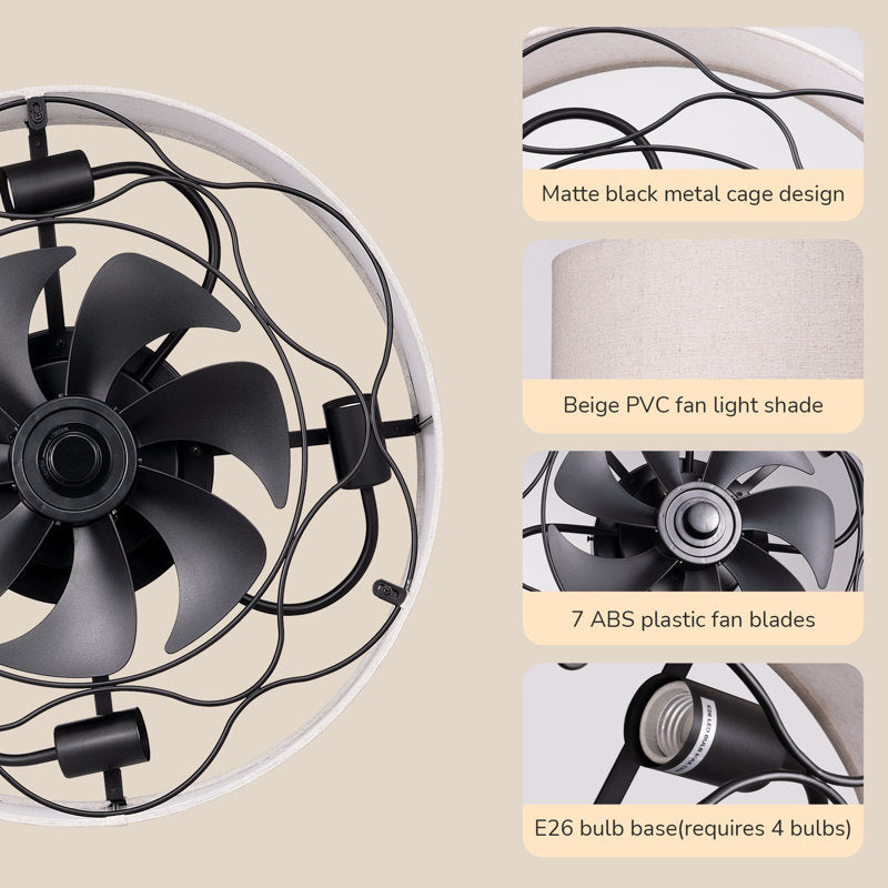 Winston Porter 19.6'' Ceiling Fan With Light Kit And Remote Control Included