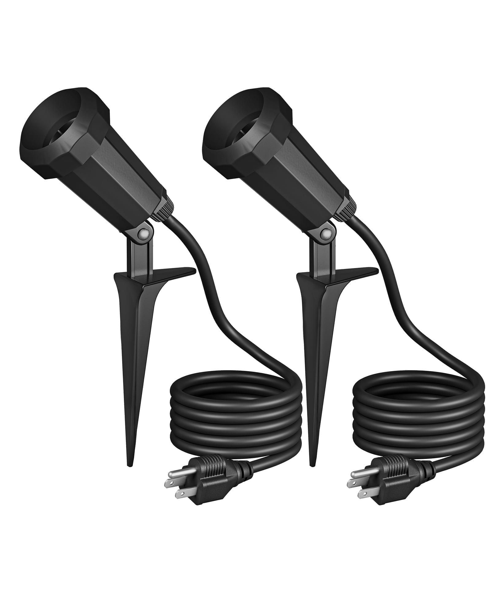 EDISHINE 2 Pack Spotlight Outdoor, For Garden Decor Plug in with 6FT Cord, 120V Weatherproof Outdoor Flood Stake Lights, E26 Base PAR38 Bulb landscape light Socket for Holiday, Patio, Yard.