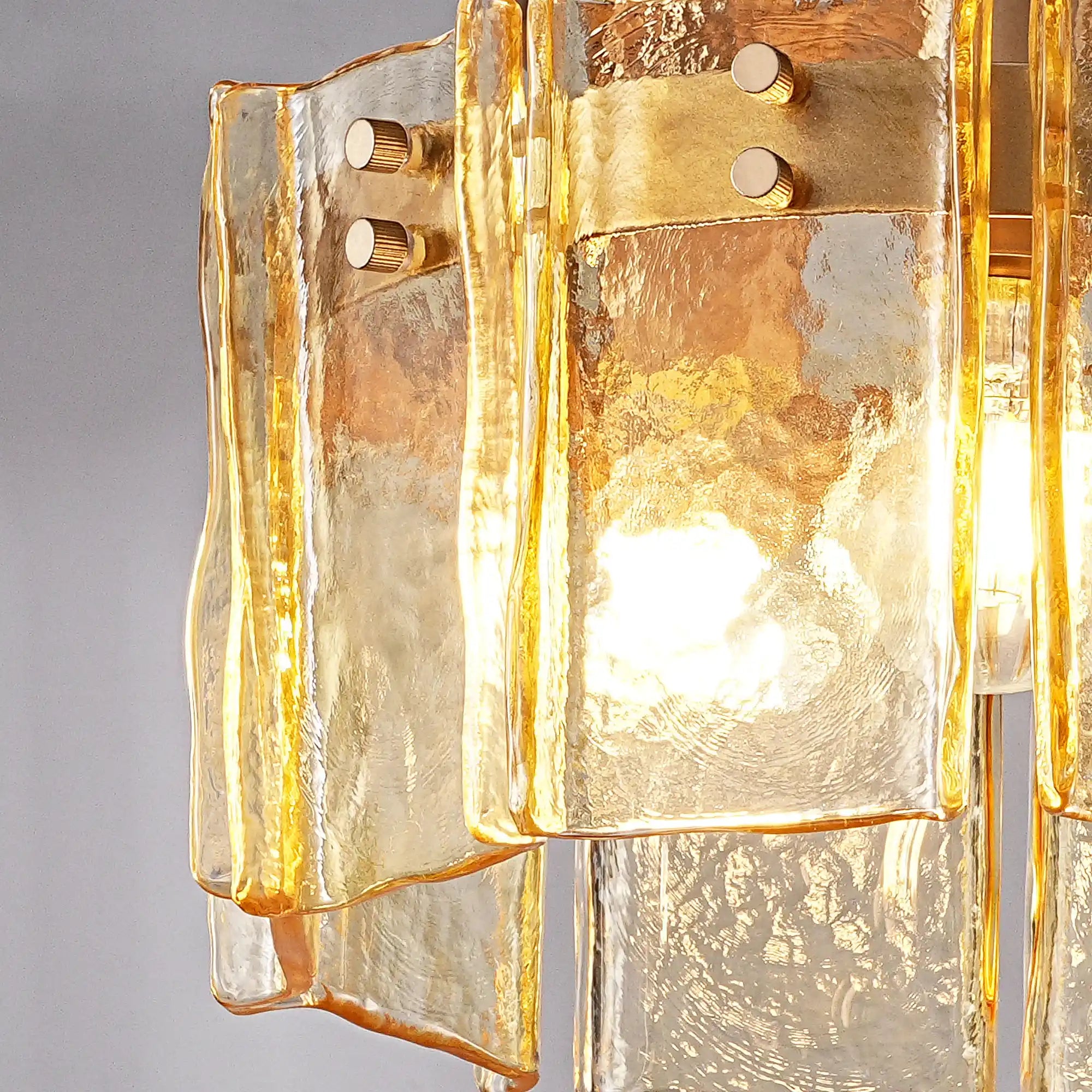 3-Light Amber Glass Drum Flush Mount (12.6”)