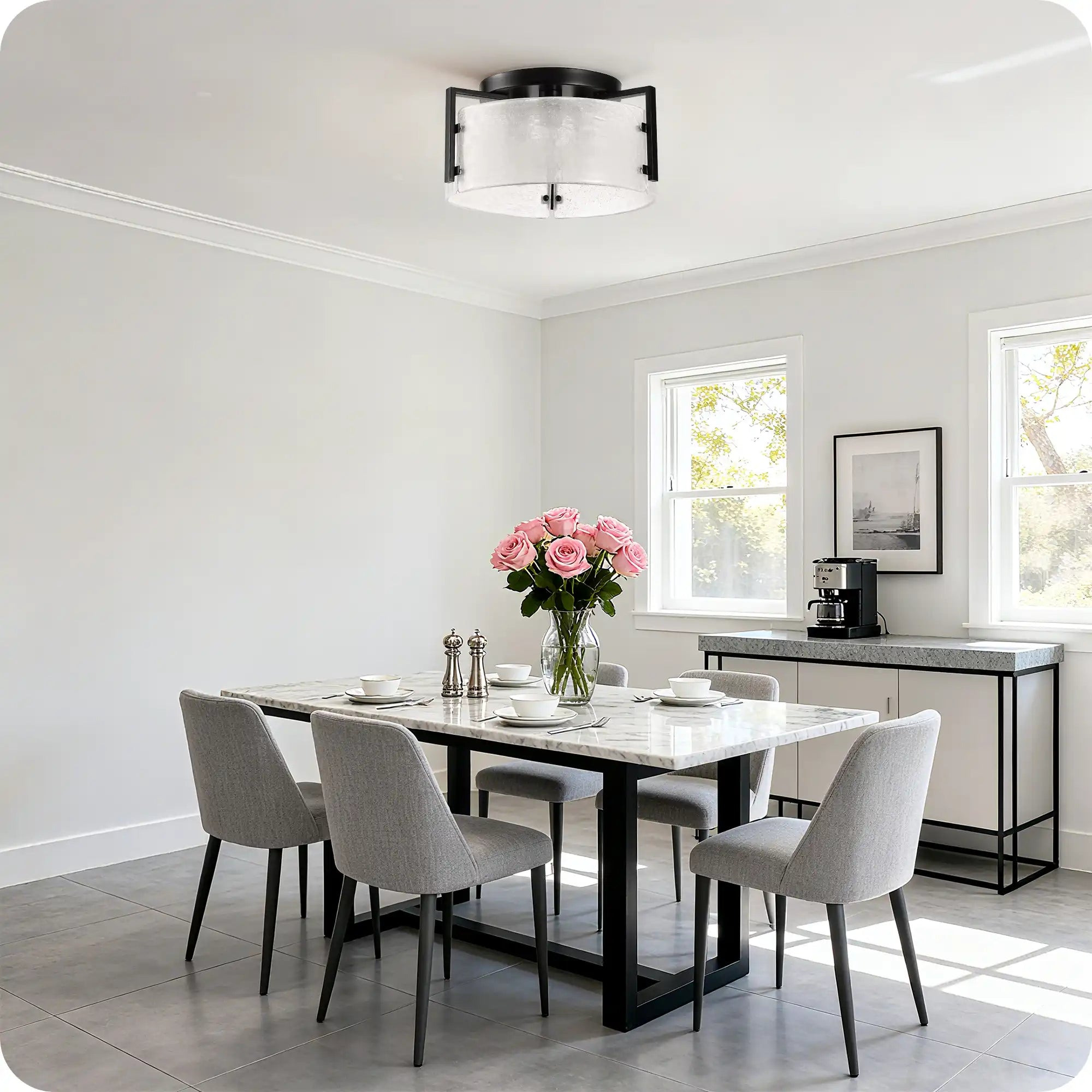 3-Light Opal White Glass Flush Mount (16")