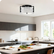 3-Light Opal White Glass Flush Mount (16")